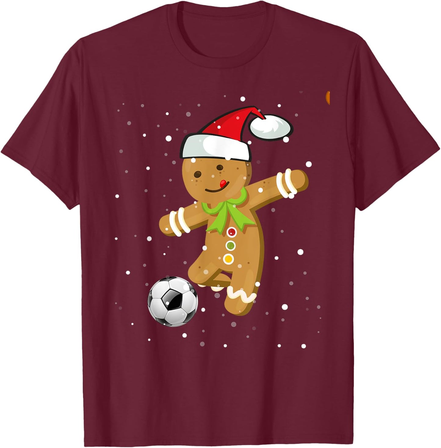 Christmas Football Soccer Gingerbread Player T-Shirt - T-Shirt | Maroon