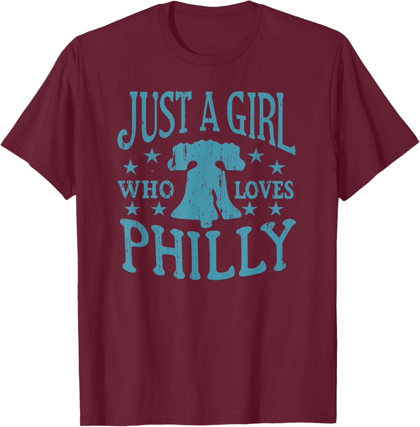 Just a Girl Who Loves Philly Philadelphia Fan Liberty Bell T-Shirt - T-Shirt | Maroon