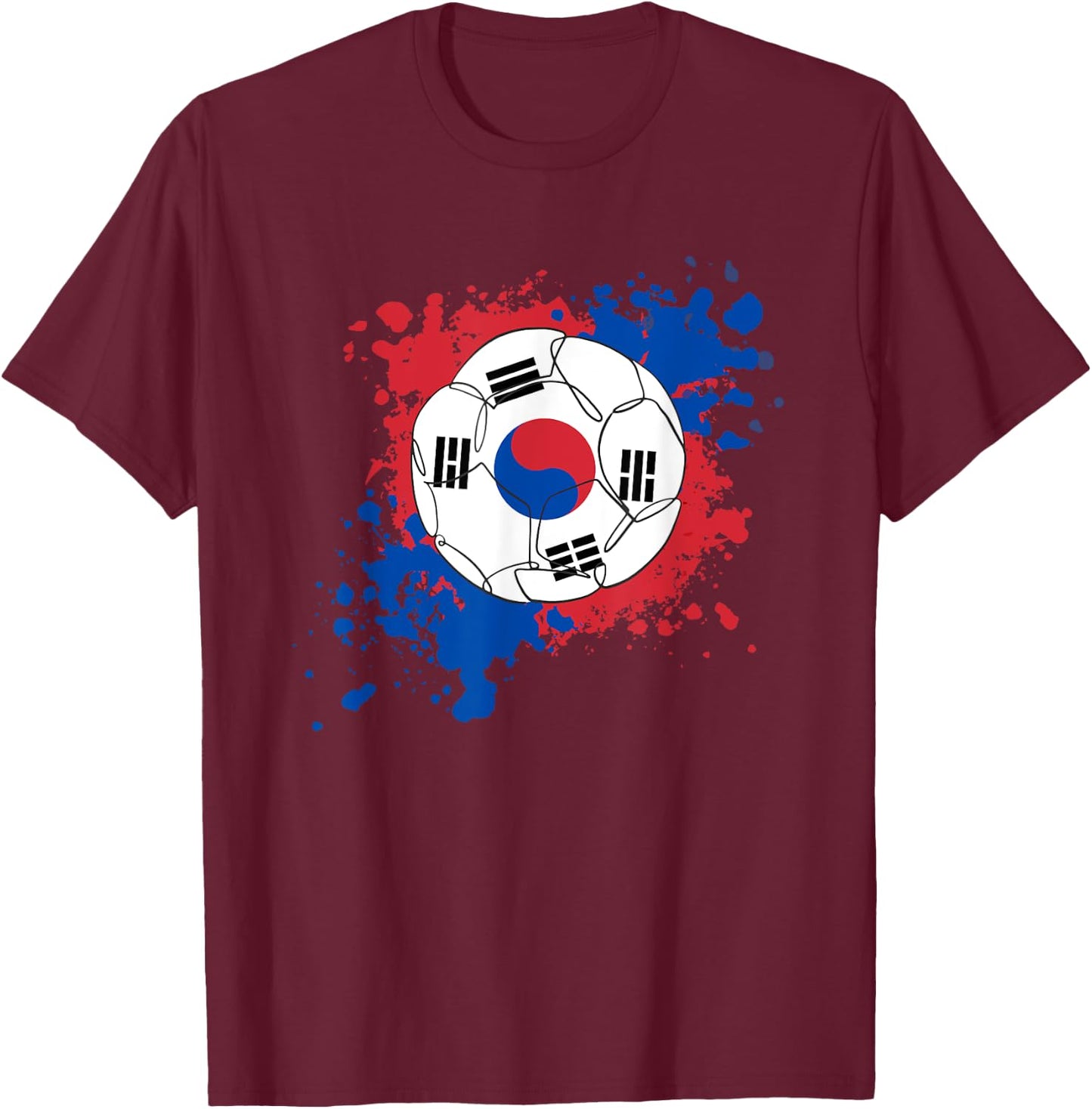 Soccer Ball With The Flag Of South Korea T-Shirt - T-Shirt | Maroon