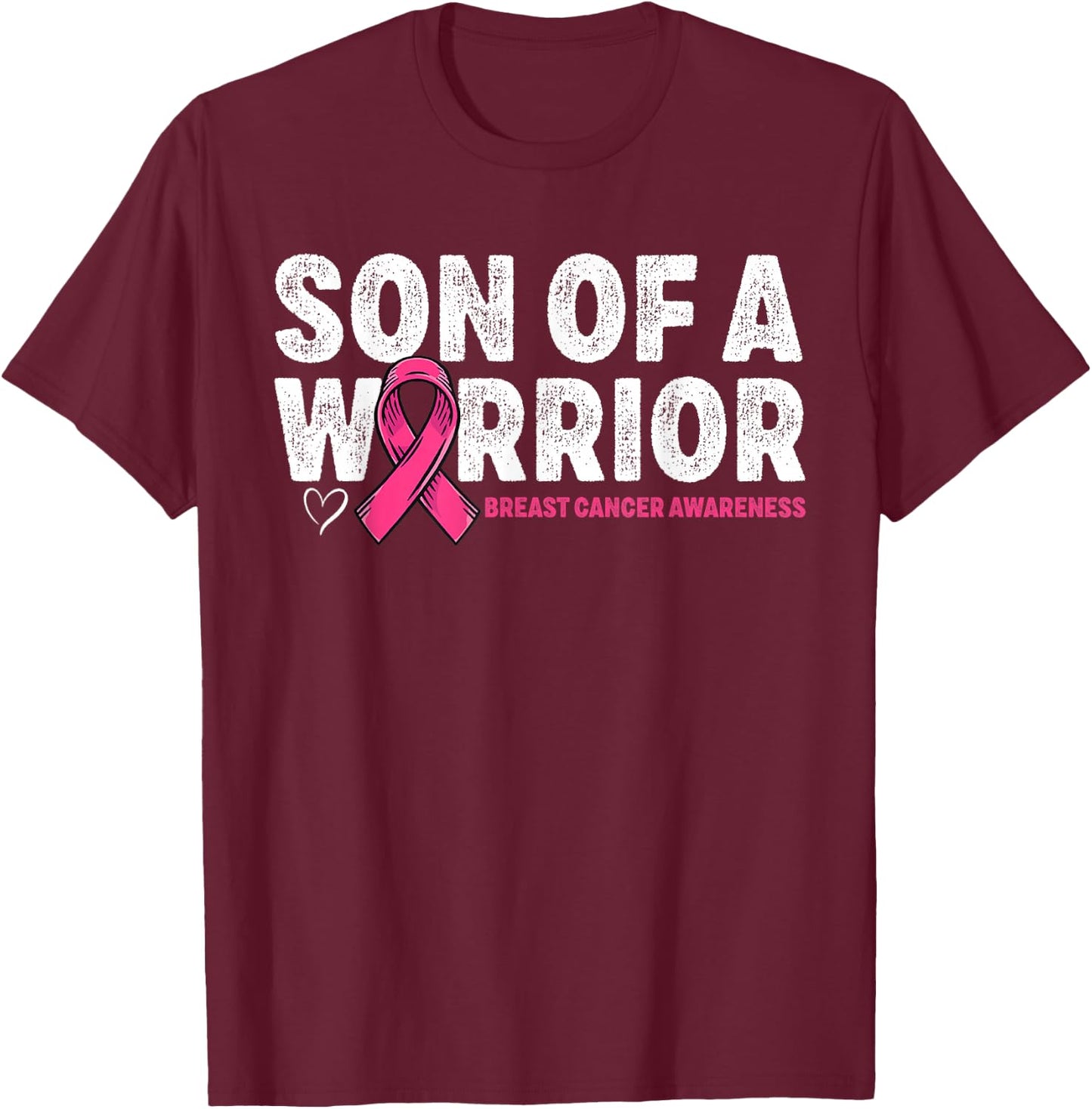 Son of A Warrior Breast Cancer Awareness Pink Ribbon Mom T-Shirt - T-Shirt | Maroon