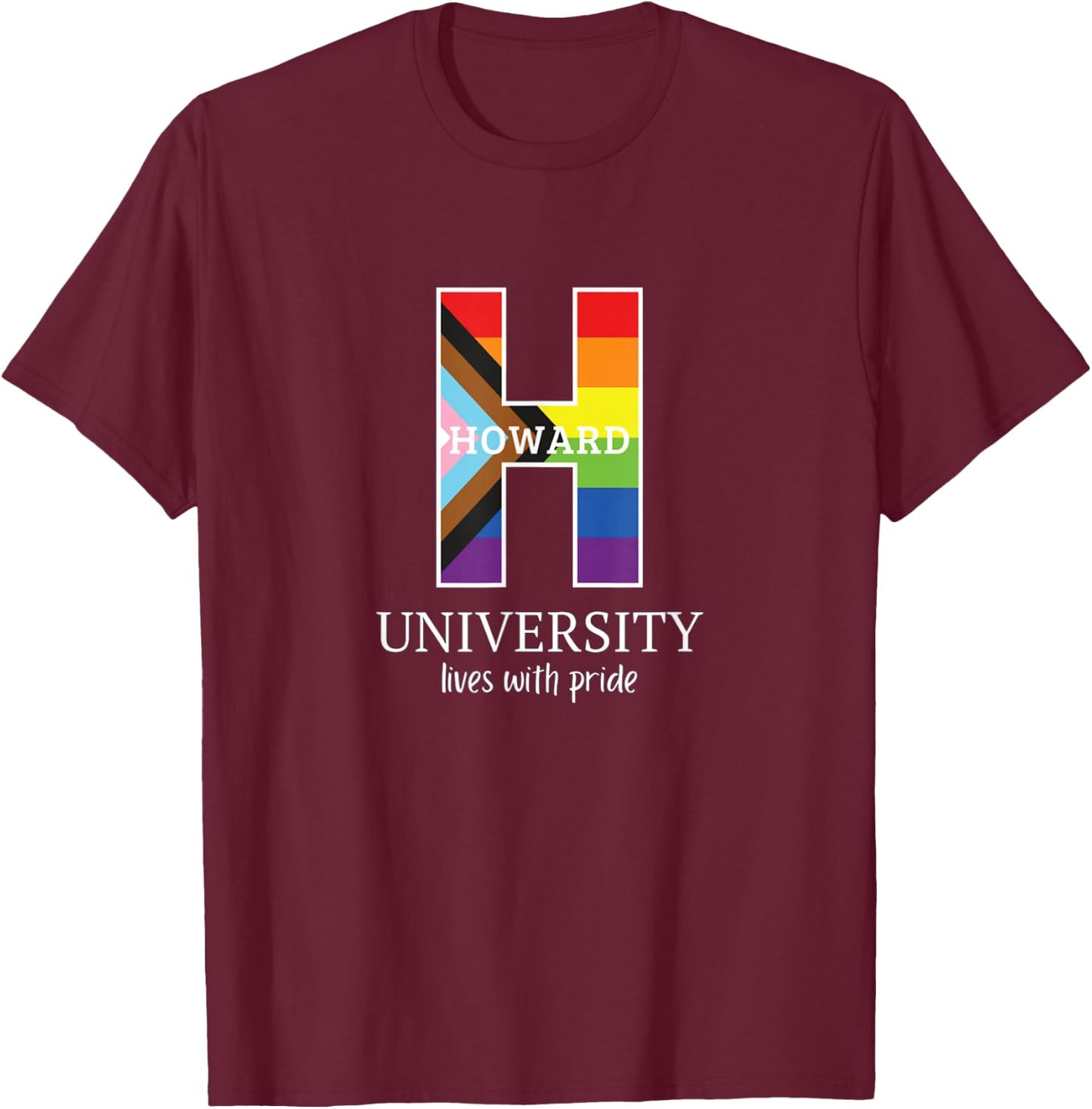 Howard University Bison Live with Pride Rainbow T-Shirt - T-Shirt | Maroon