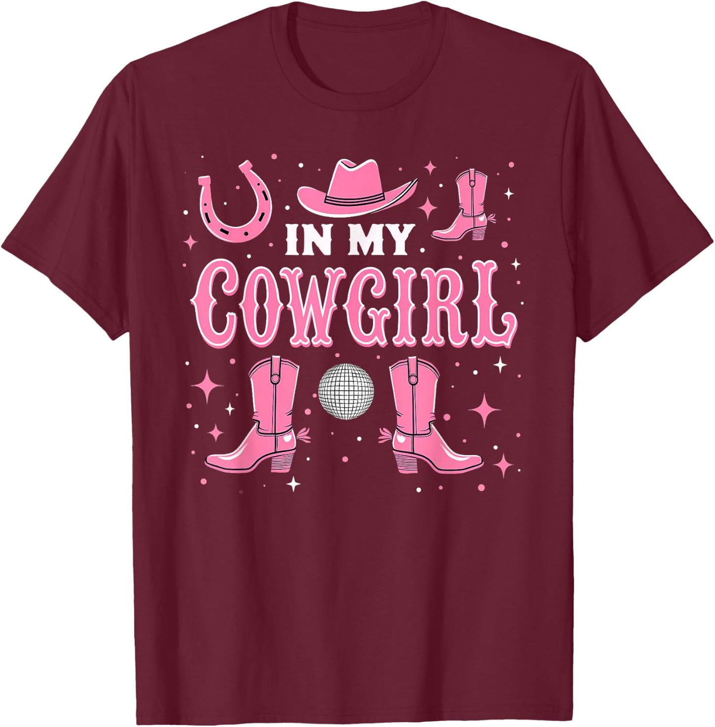 In My Cowgirl Era Groovy Cute Western Rodeo Cowgirl T-Shirt - T-Shirt | Maroon