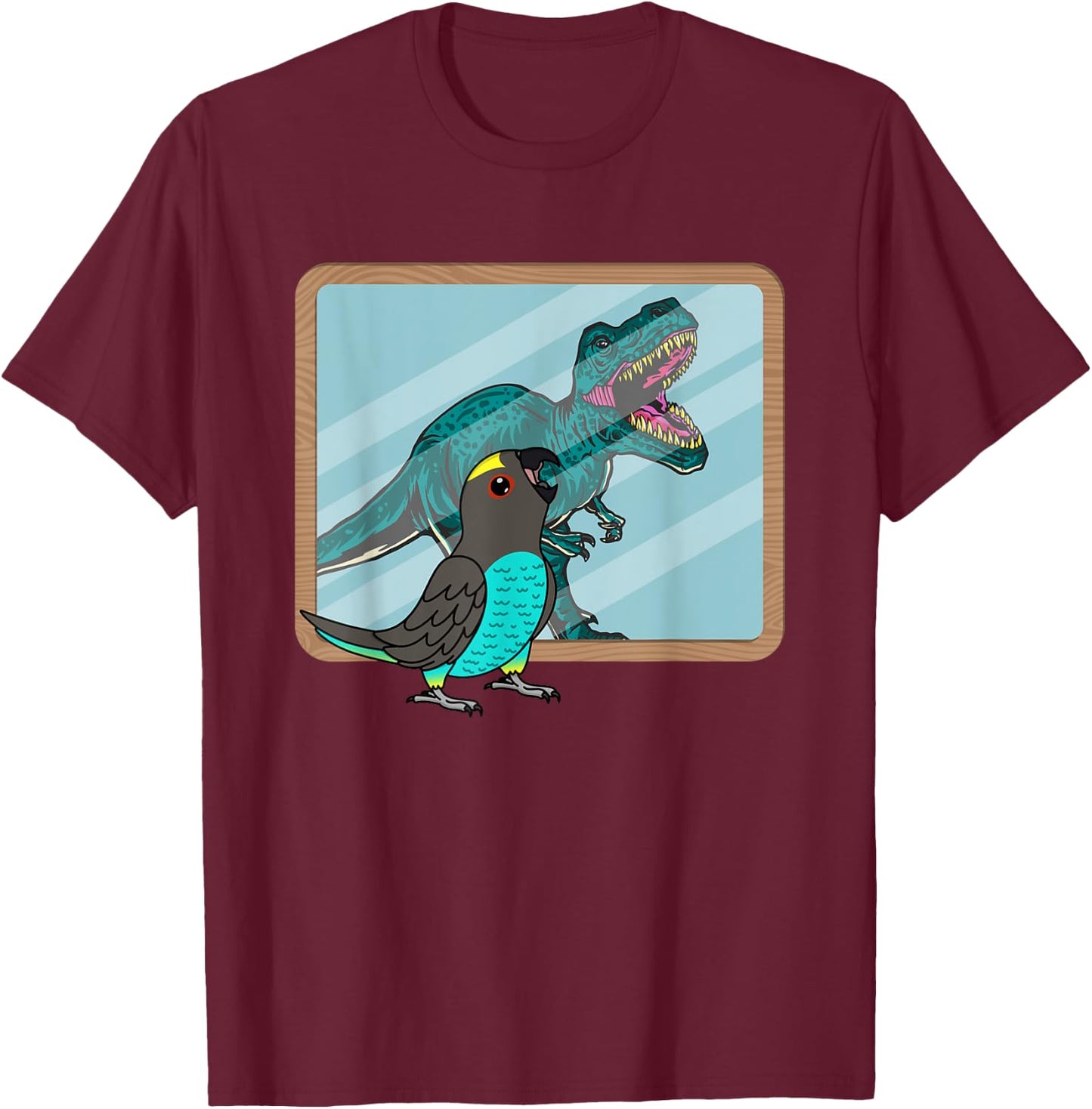 Parrot & T Rex Reflection I Meyers Parrot T-Shirt - T-Shirt | Maroon