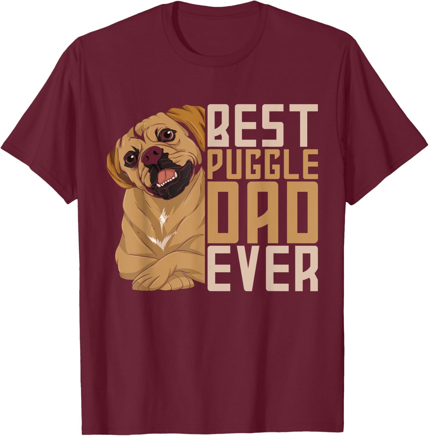 Best Puggle Dad Ever Cute Animal Dog Owner Puggle T-Shirt - T-Shirt | Maroon