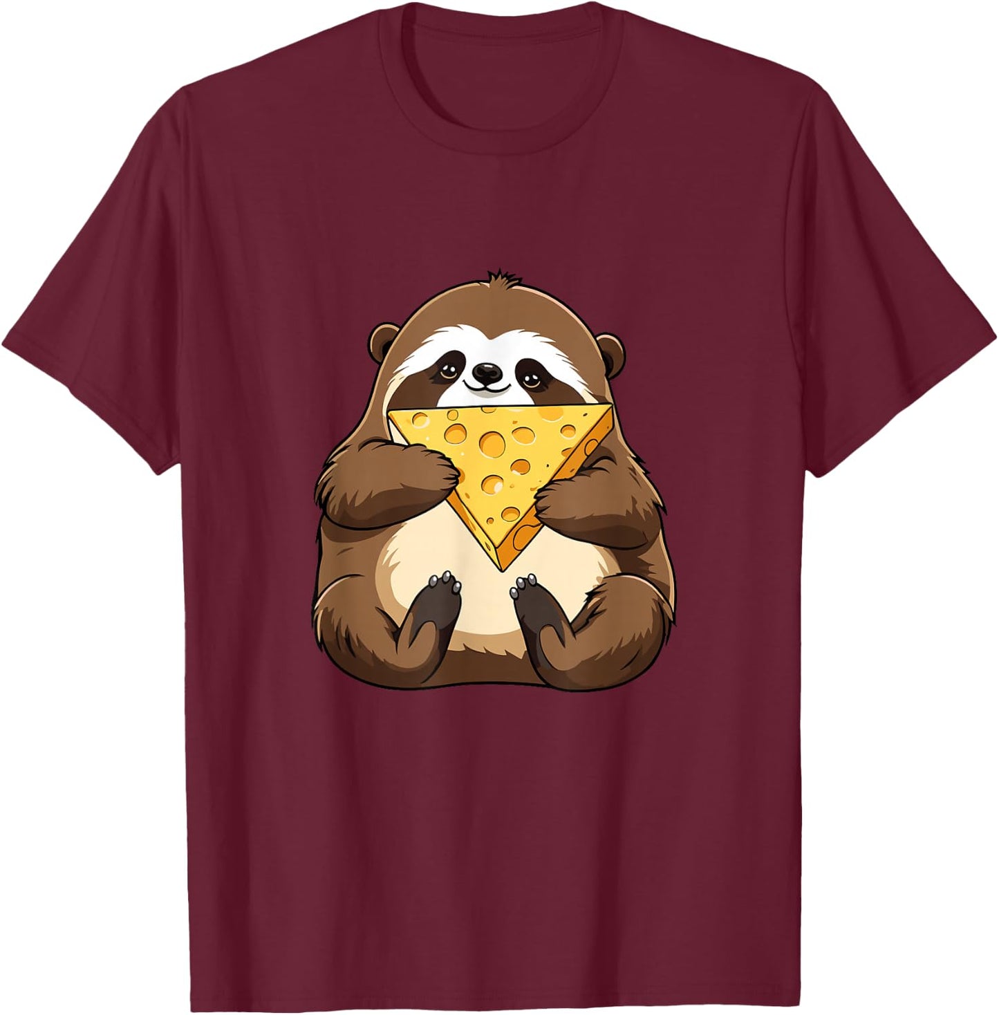 Funny Sloth Cheese Lover Cheese Maker Dairy Gouda Cheddar T-Shirt - T-Shirt | Maroon