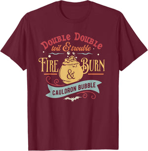 Double Double Toil And Trouble Fire Burn Retro T-Shirt - T-Shirt | Maroon
