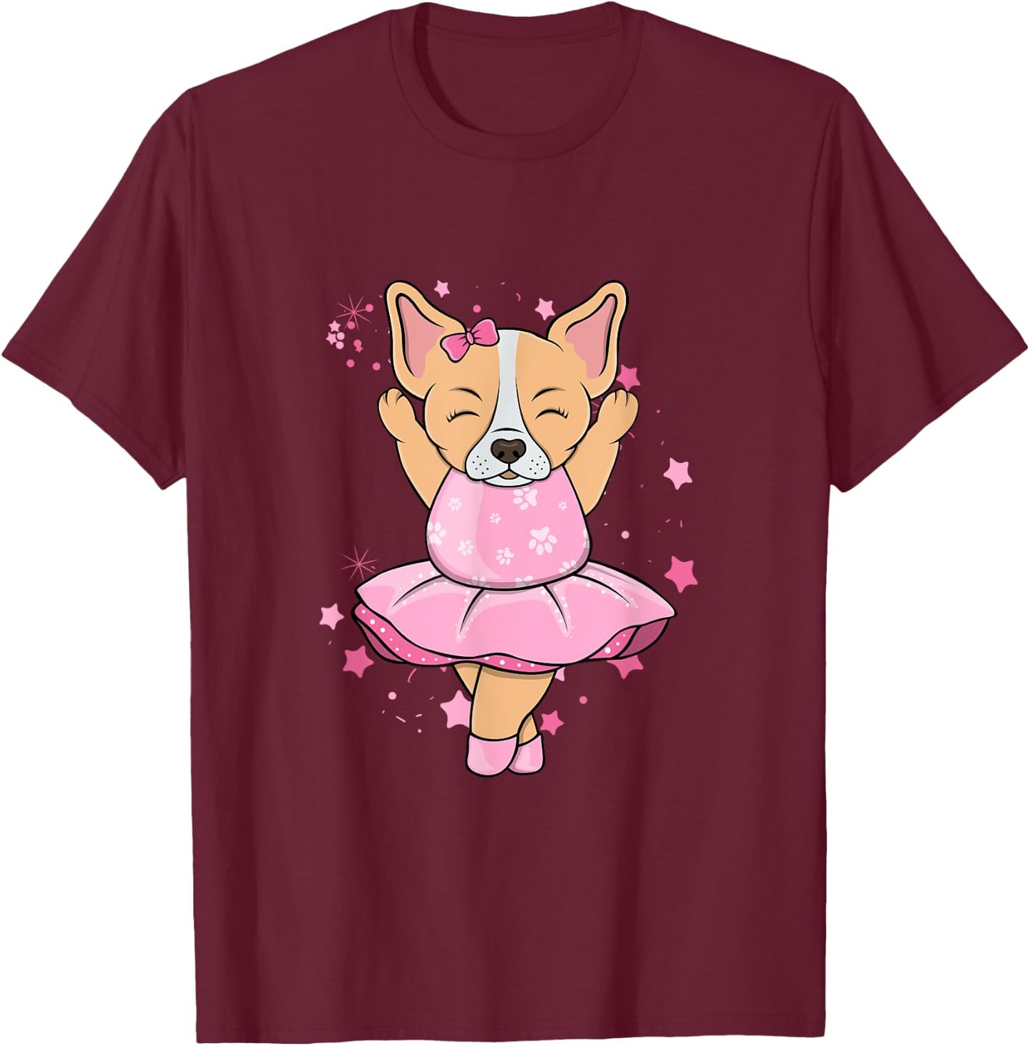 Sweet pink Ballerina Chihuahua Dog Ballett in Tutu Women Kids T-Shirt - T-Shirt | Maroon