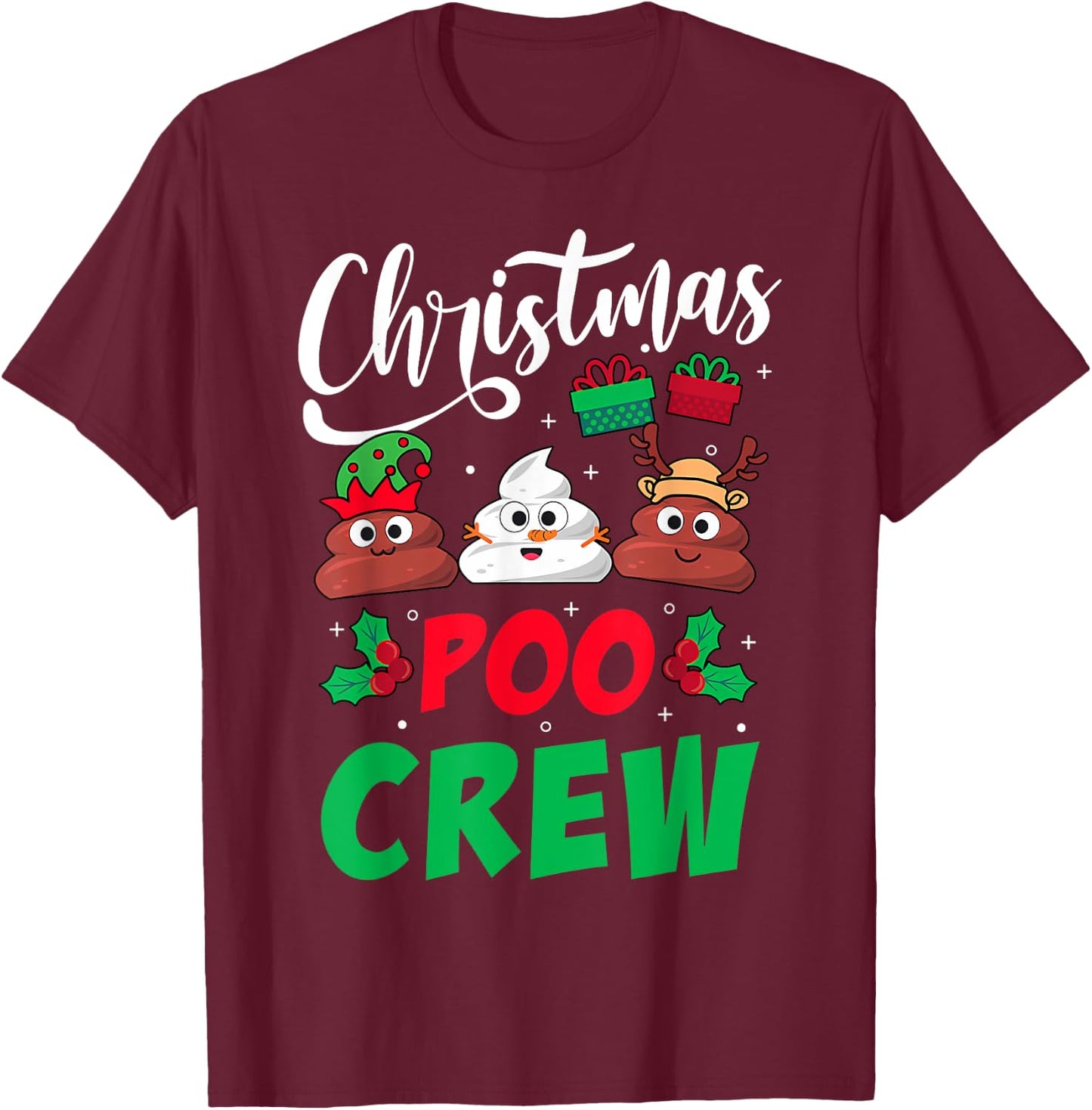 Christmas Poo Crew Funny Poo Xmas Pajama T-Shirt - T-Shirt | Maroon