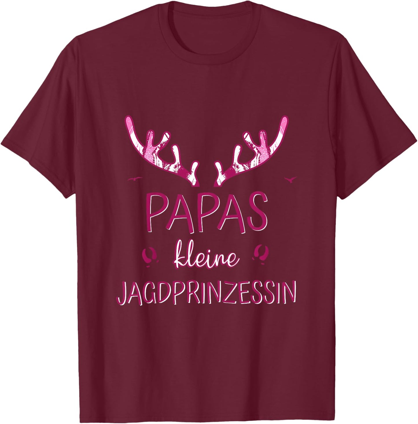 Children's with German Text "Dad's Little Hunting Princess", black T-Shirt - T-Shirt | Maroon