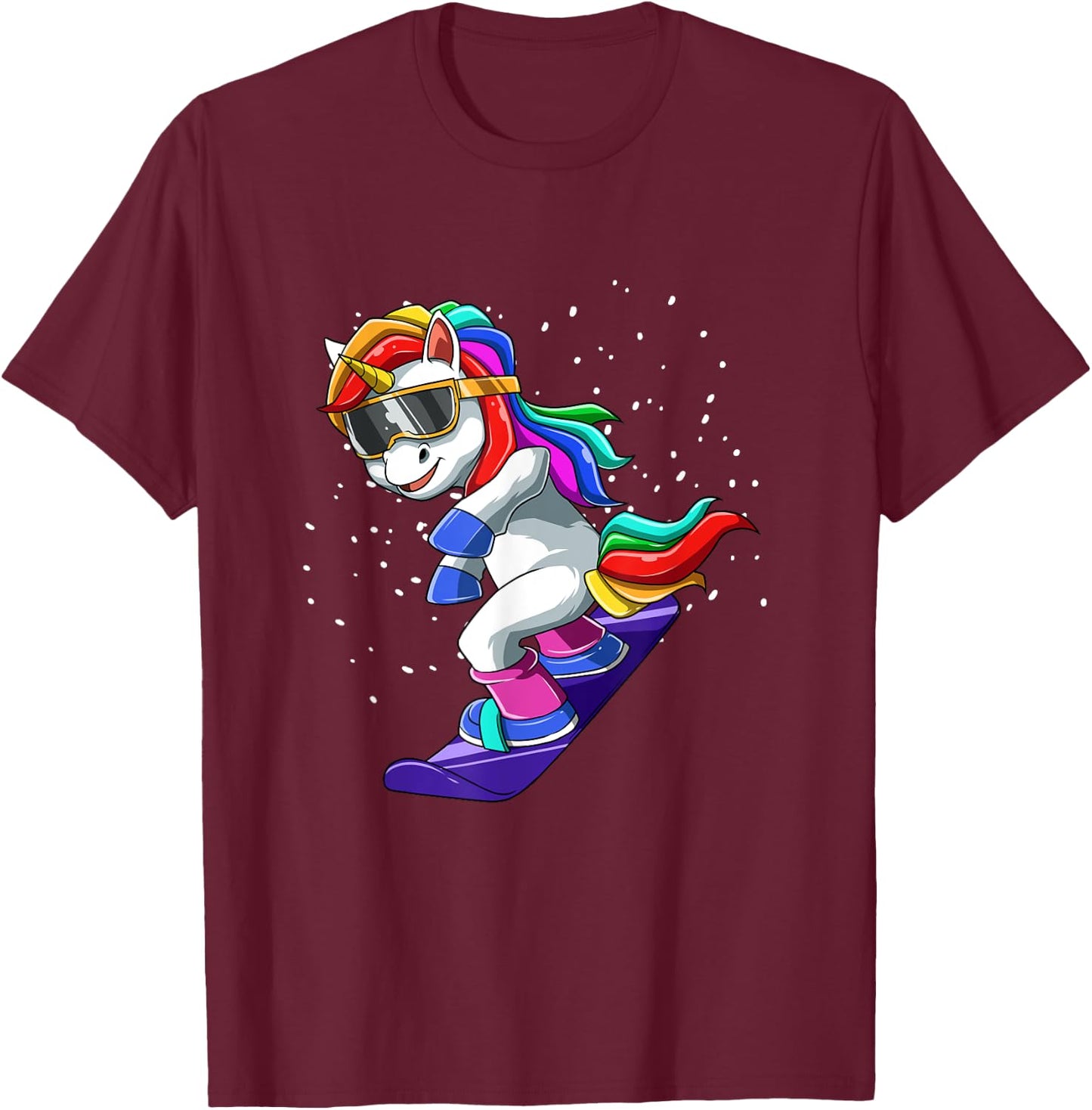 Unicorn Snowboard - Funny Ski and Wintersports T-Shirt - T-Shirt | Maroon