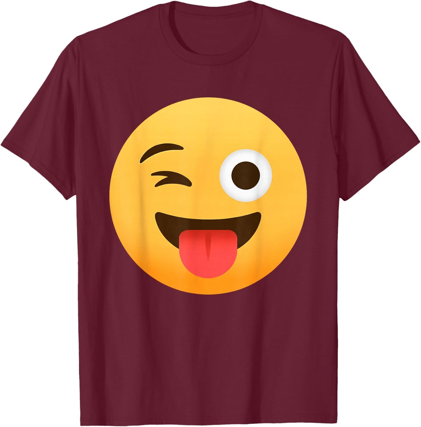 Funny Emoticon Winking Face Stuck-Out Tongue Winking Eye T-Shirt - T-Shirt | Maroon