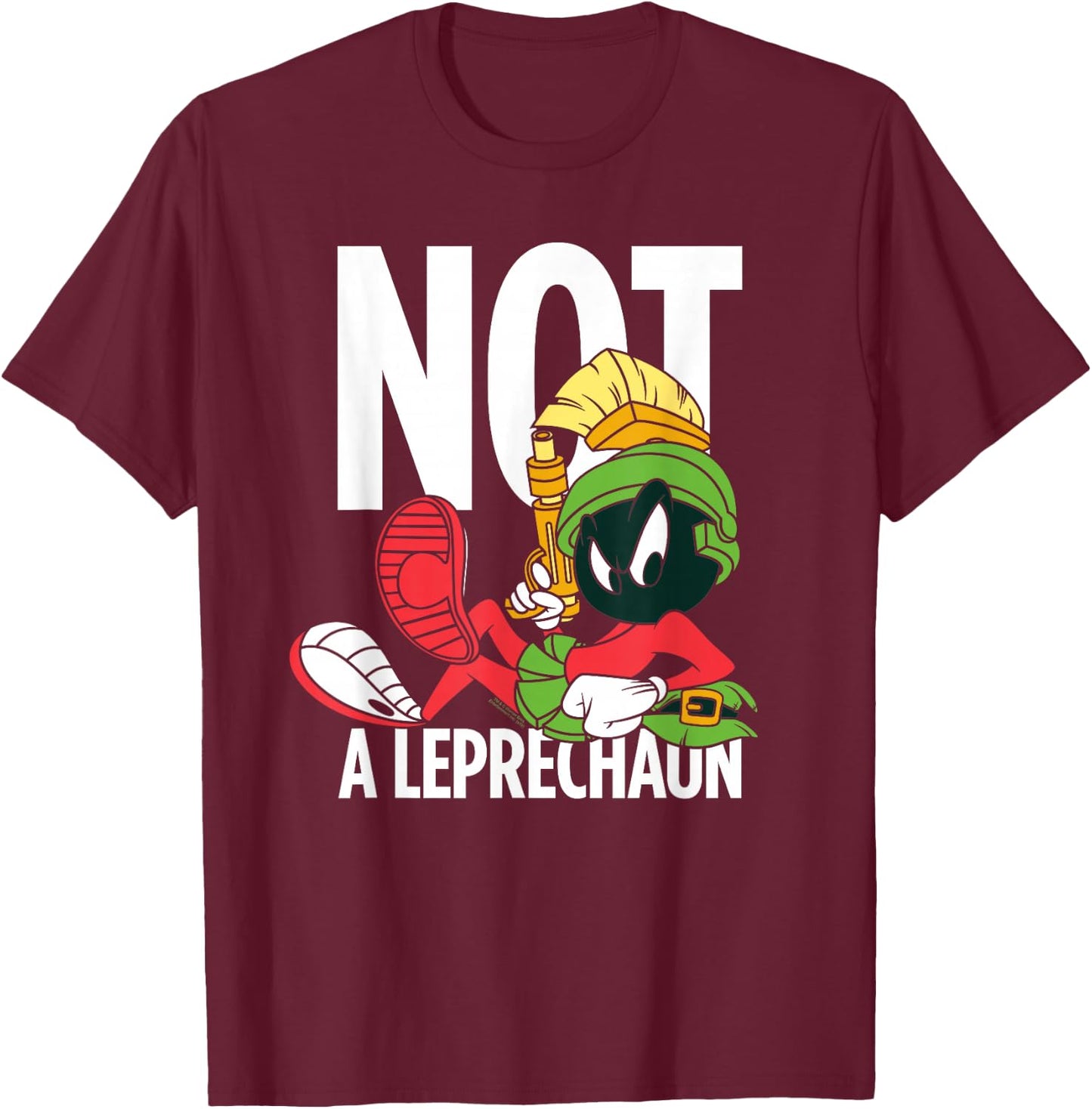 Looney Tunes Marvin the Martian Not a Leprechaun T-Shirt - T-Shirt | Maroon