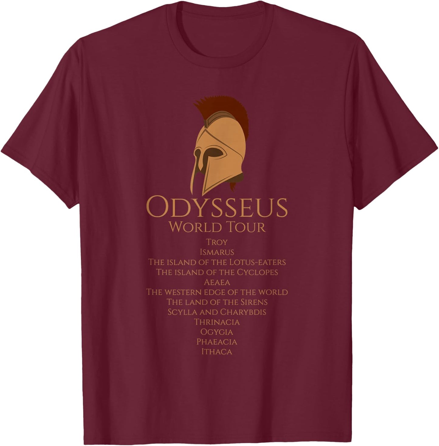 Odysseus World Tour - Ancient Greek Epic Mythlogy T-Shirt - T-Shirt | Maroon
