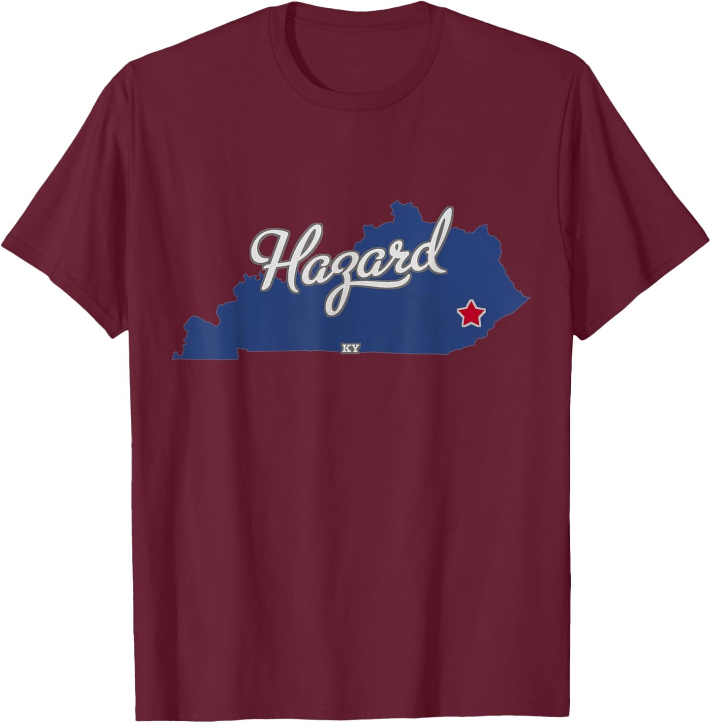 Hazard Kentucky KY Map T-Shirt - T-Shirt | Maroon