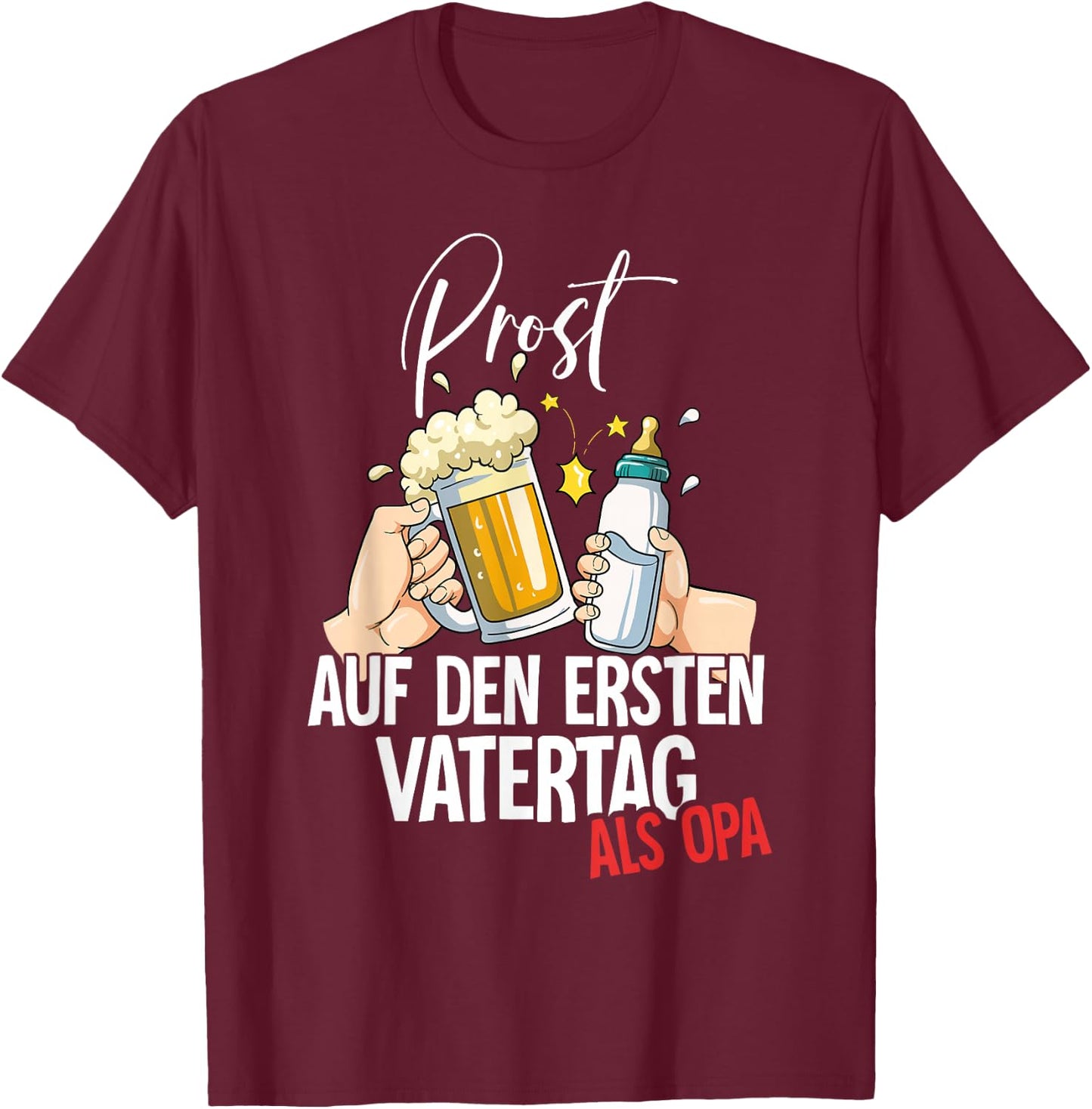 Auf Den Ersten Vatertag Als Opa T-Shirt - T-Shirt | Maroon