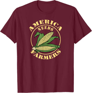America Needs Farmers Farm Life Corn T-Shirt - T-Shirt | Maroon