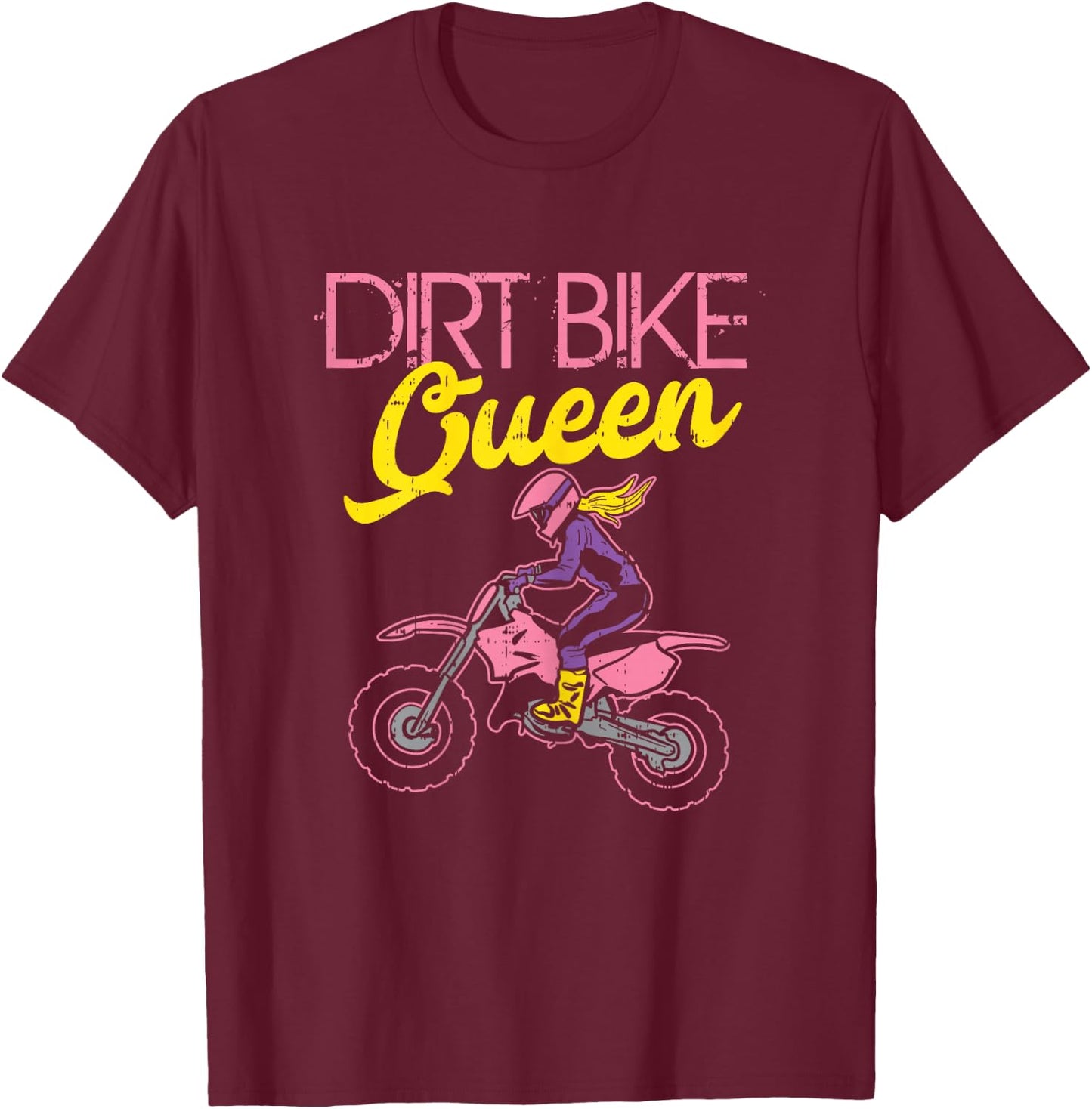 Dirt Bike Queen Motocross Motorcycle Racing Girls Women Gift T-Shirt - T-Shirt | Maroon