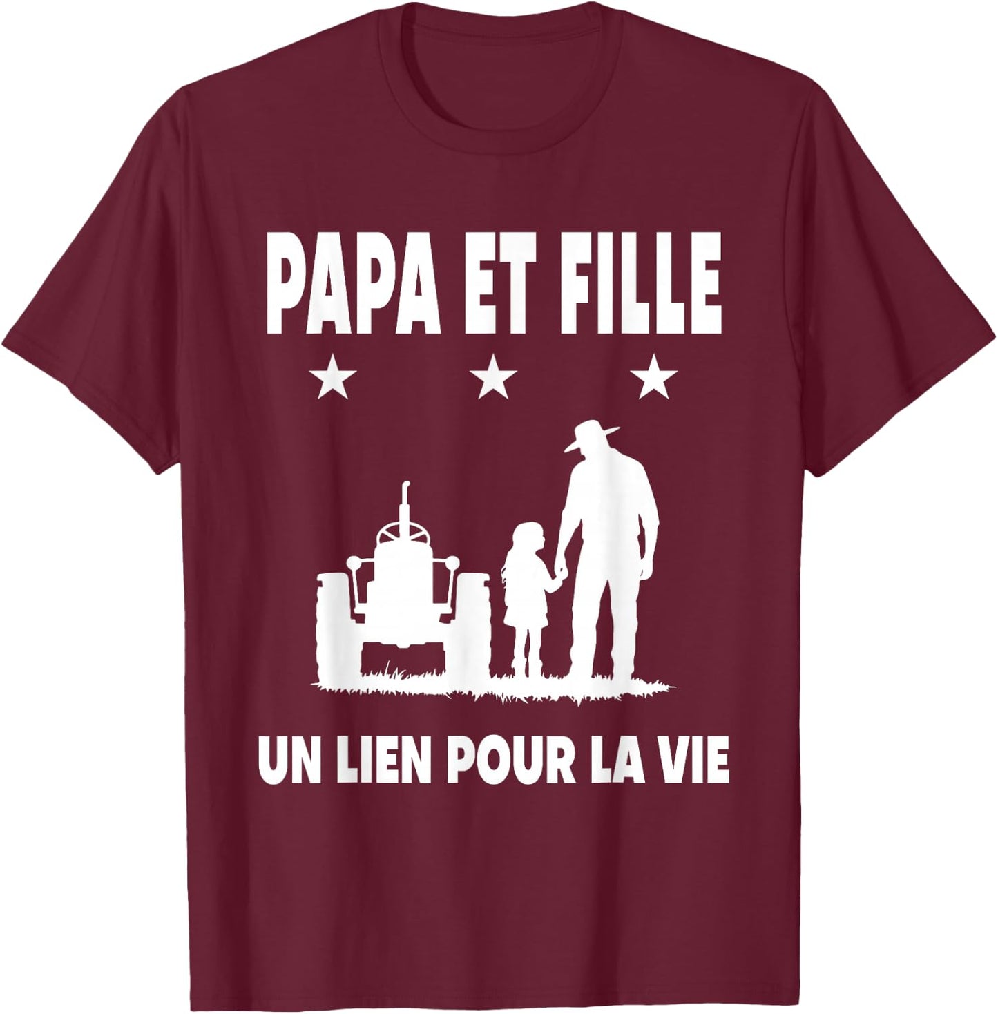 Dad and Daughter Father Farmer Tractor Fathers Day T-Shirt - T-Shirt | Maroon