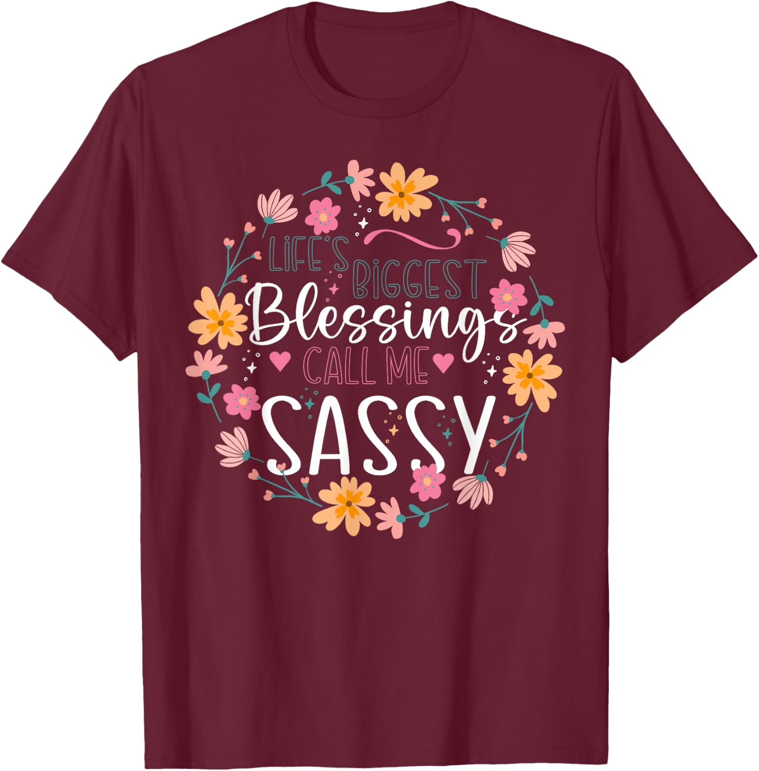 Floral Sassy Grandmother Grandma T-Shirt - T-Shirt | Maroon