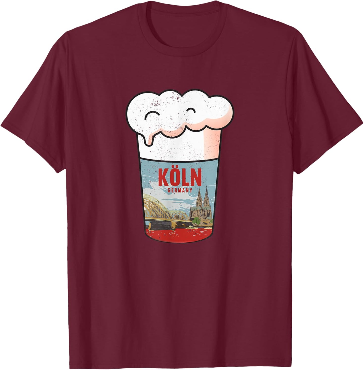 Köln Germany Ming Kölle Cologne Skyline T-Shirt - T-Shirt | Maroon