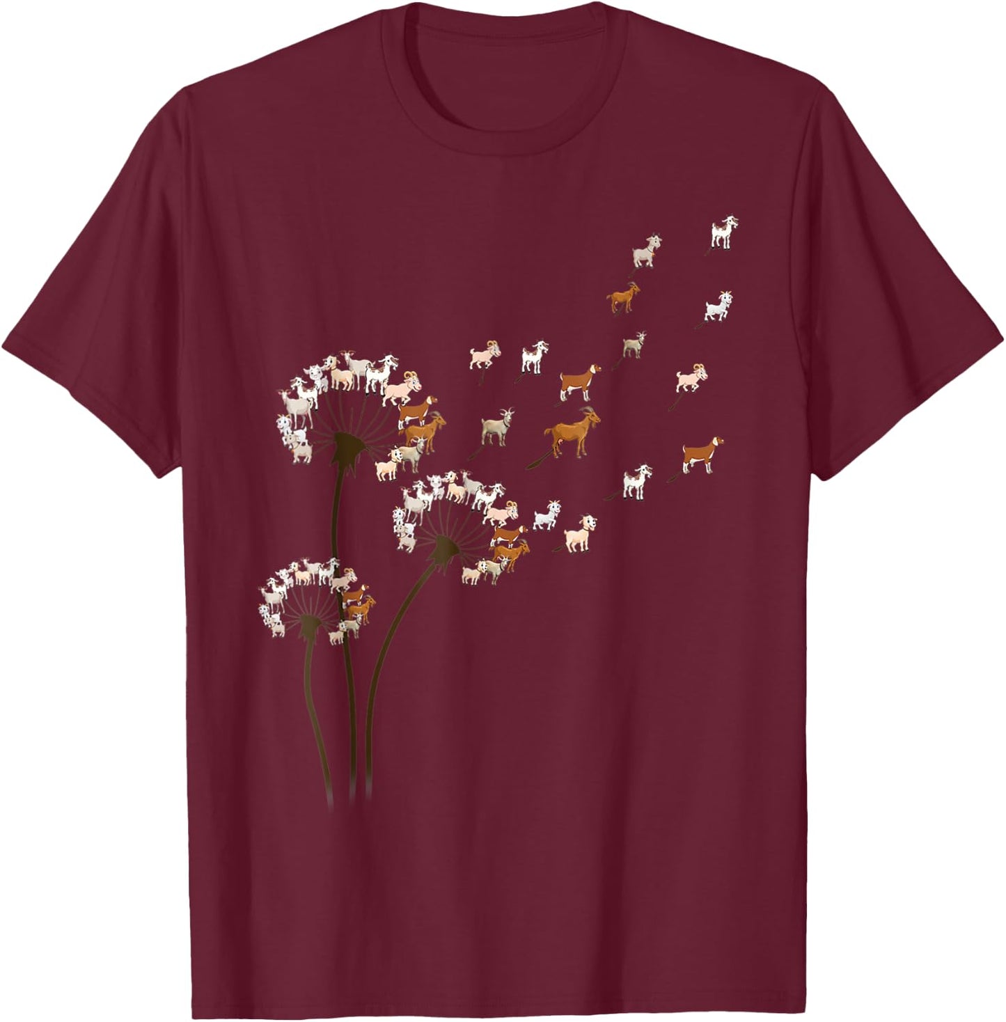 Goat Dandelion Flower Funny Animals Lovers Women T-Shirt - T-Shirt | Maroon