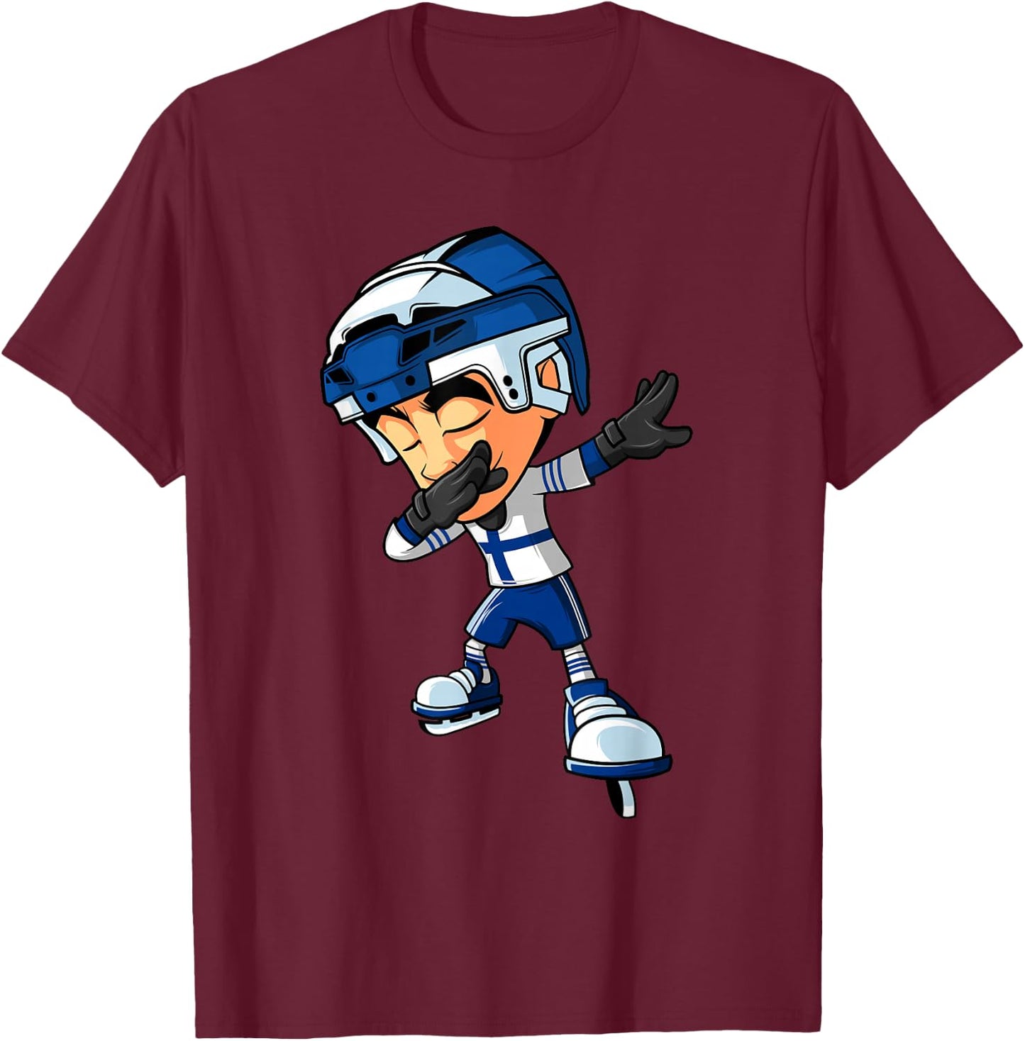 Dabbing Ice Hockey Player Finland Flag Dab Squad Men Boys T-Shirt - T-Shirt | Maroon