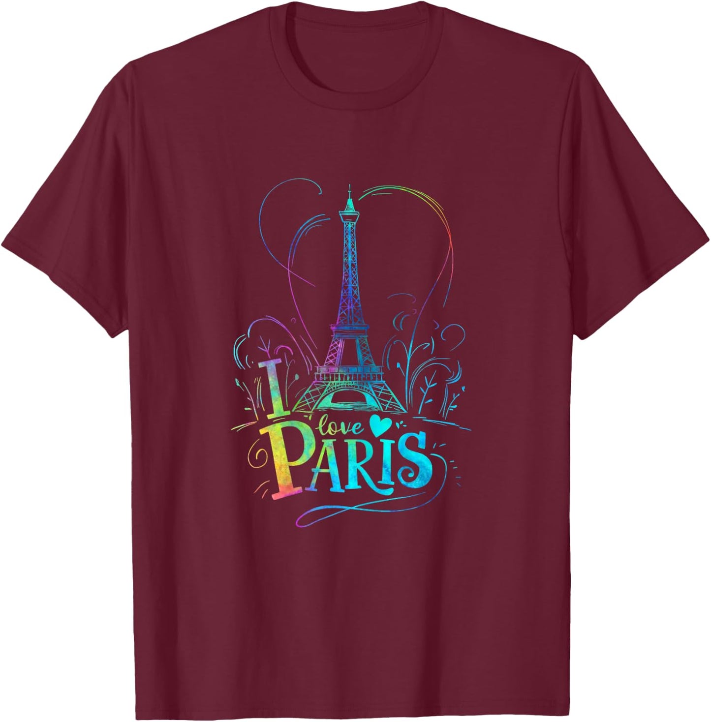 Eiffel Tower Paris Holiday France Souvenir Women Girls , black T-Shirt - T-Shirt | Maroon