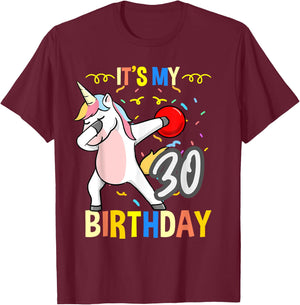 Its My 30th Birthday Dabbing Unicorn Bowling T-Shirt - T-Shirt | Maroon