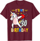 Its My 30th Birthday Dabbing Unicorn Bowling T-Shirt - T-Shirt | Maroon