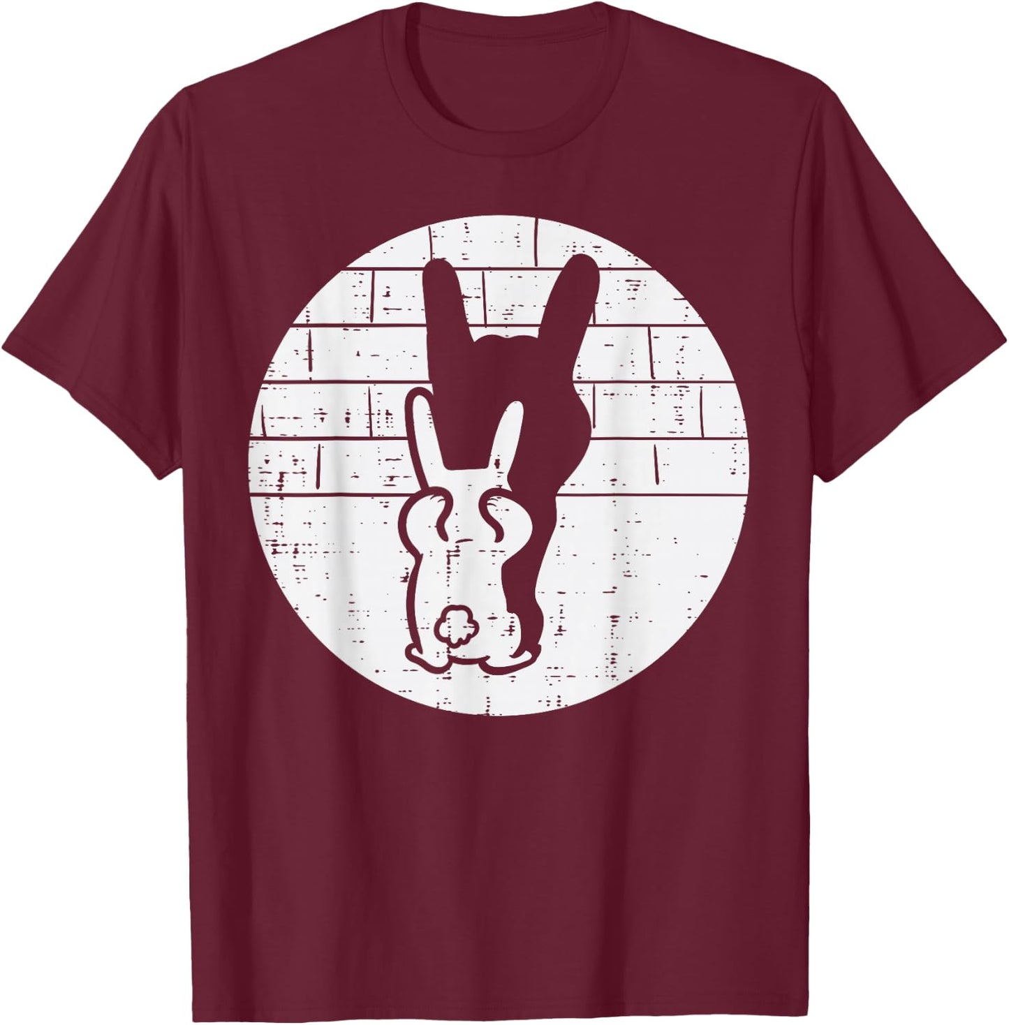 Easter Bunny Shadow Rock Hand Rabbit Rocker Boys Kids Men T-Shirt - T-Shirt | Maroon