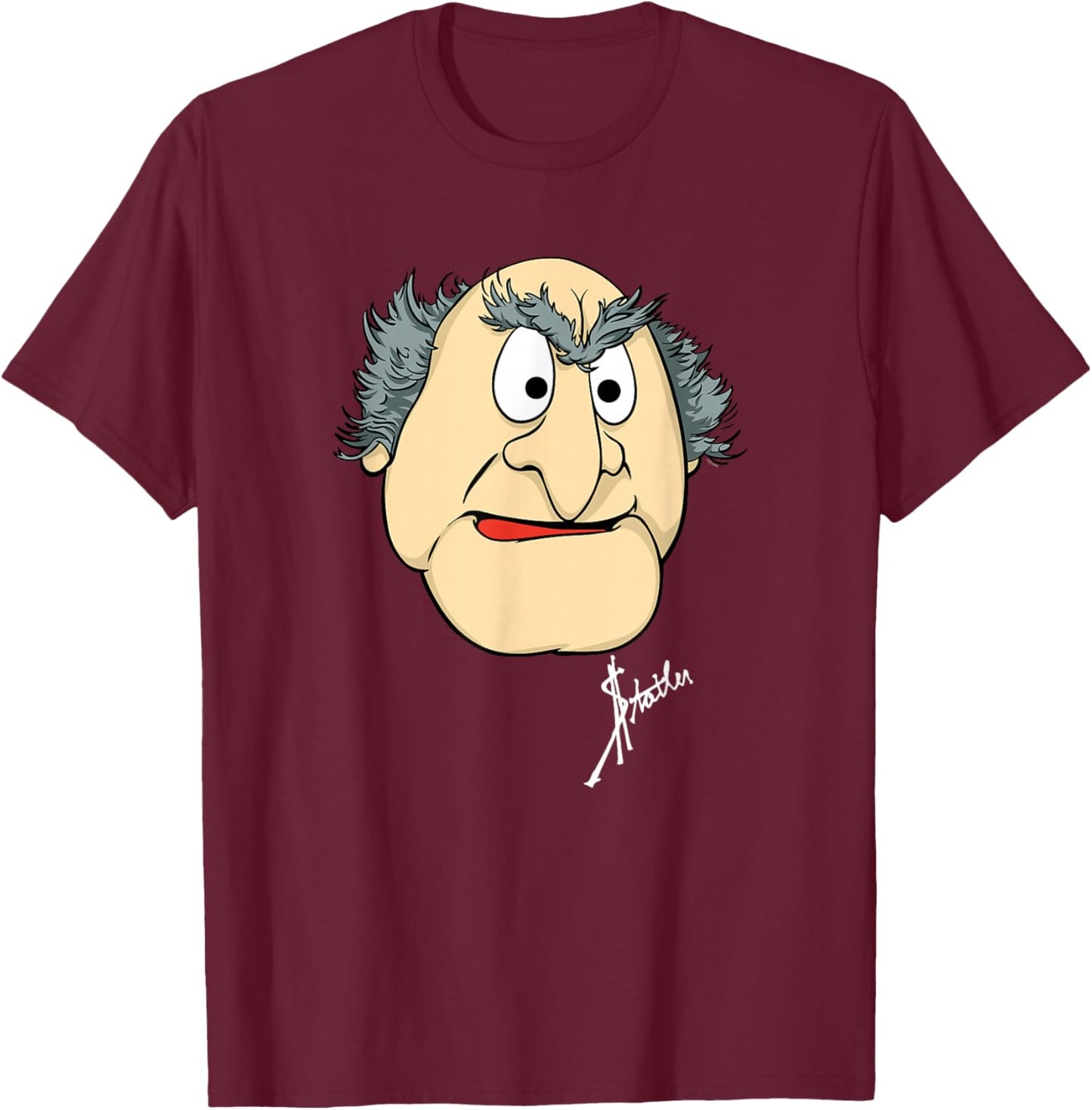 Disney The Muppets Statler Big Face T-Shirt - T-Shirt | Maroon