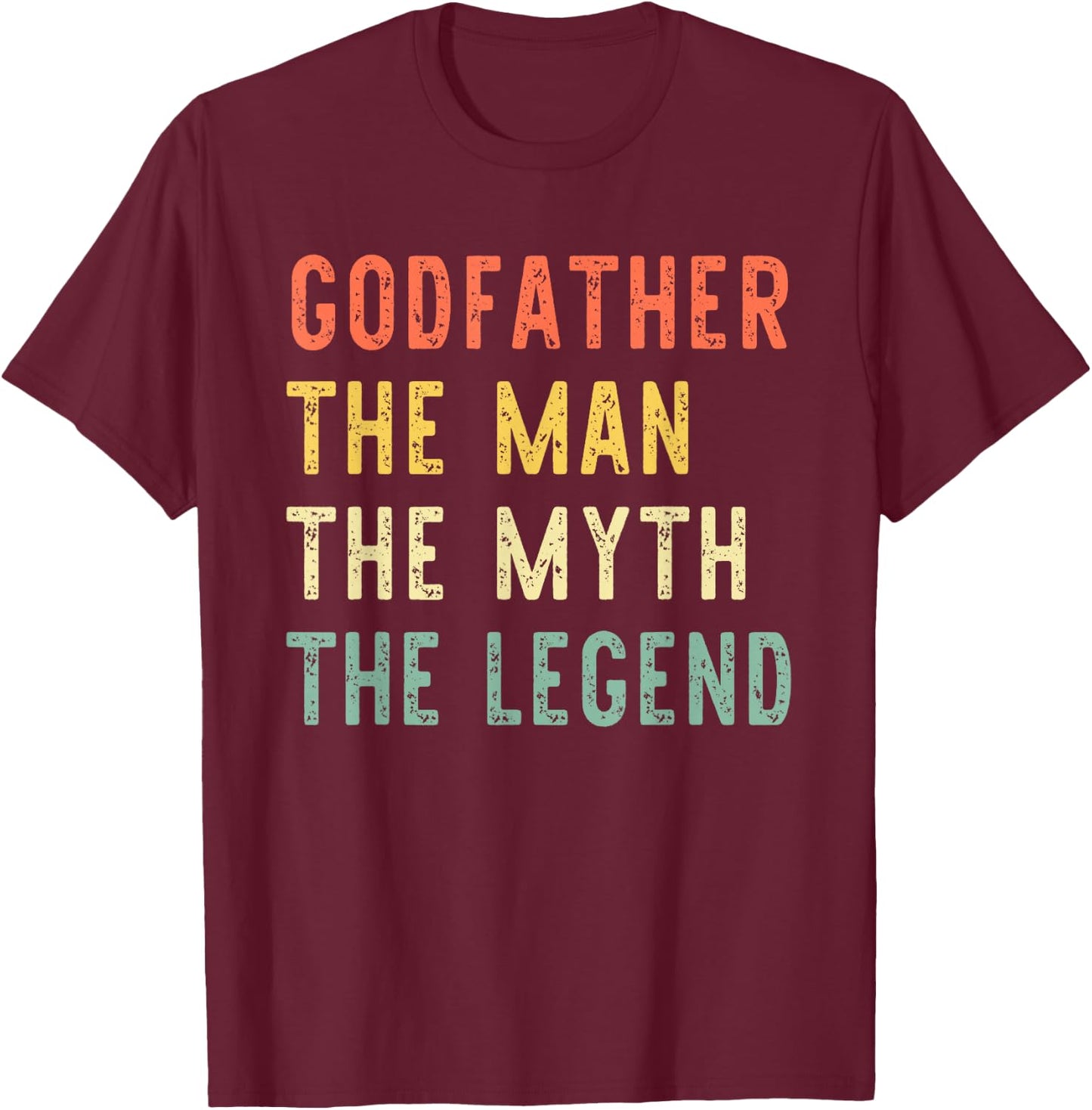 Godfather The Man The Myth The Legend Retro Vintage T-Shirt - T-Shirt | Maroon