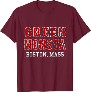 Funny Green Monstah Boston Mass New England T-Shirt - T-Shirt | Maroon