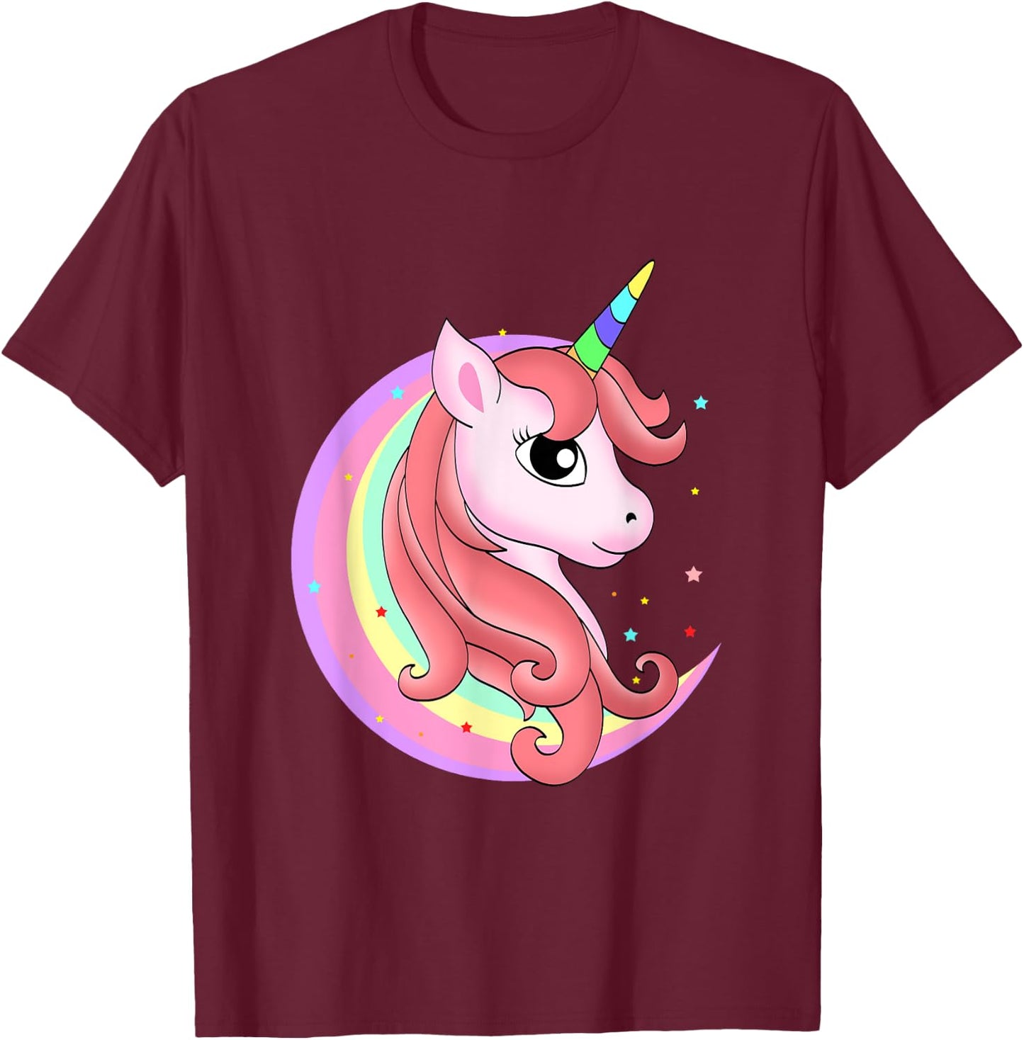 Magical Unicorn and a Rainbow - Unicorn T-Shirt - T-Shirt | Maroon