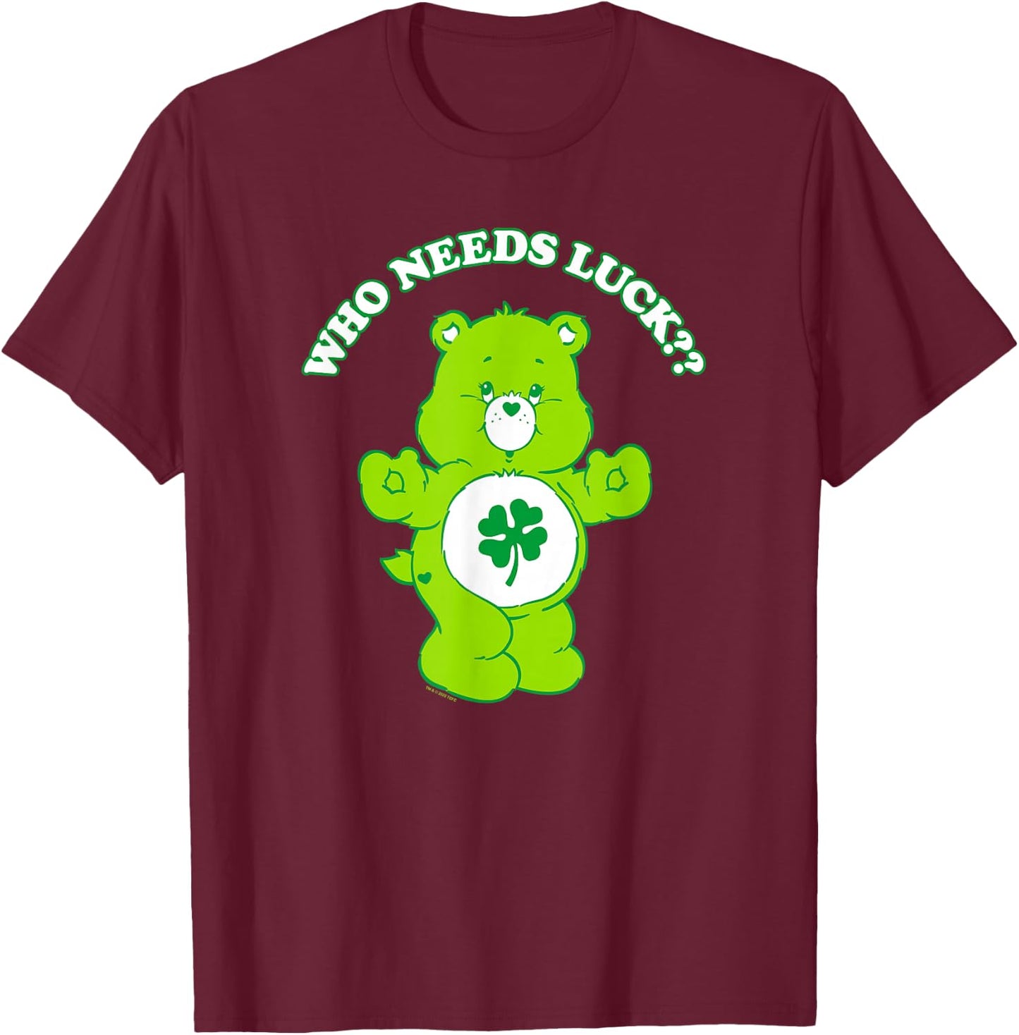 Care Bears St Patrick's Tag Good Luck Bear Who Needs Luck? , black T-Shirt - T-Shirt | Maroon