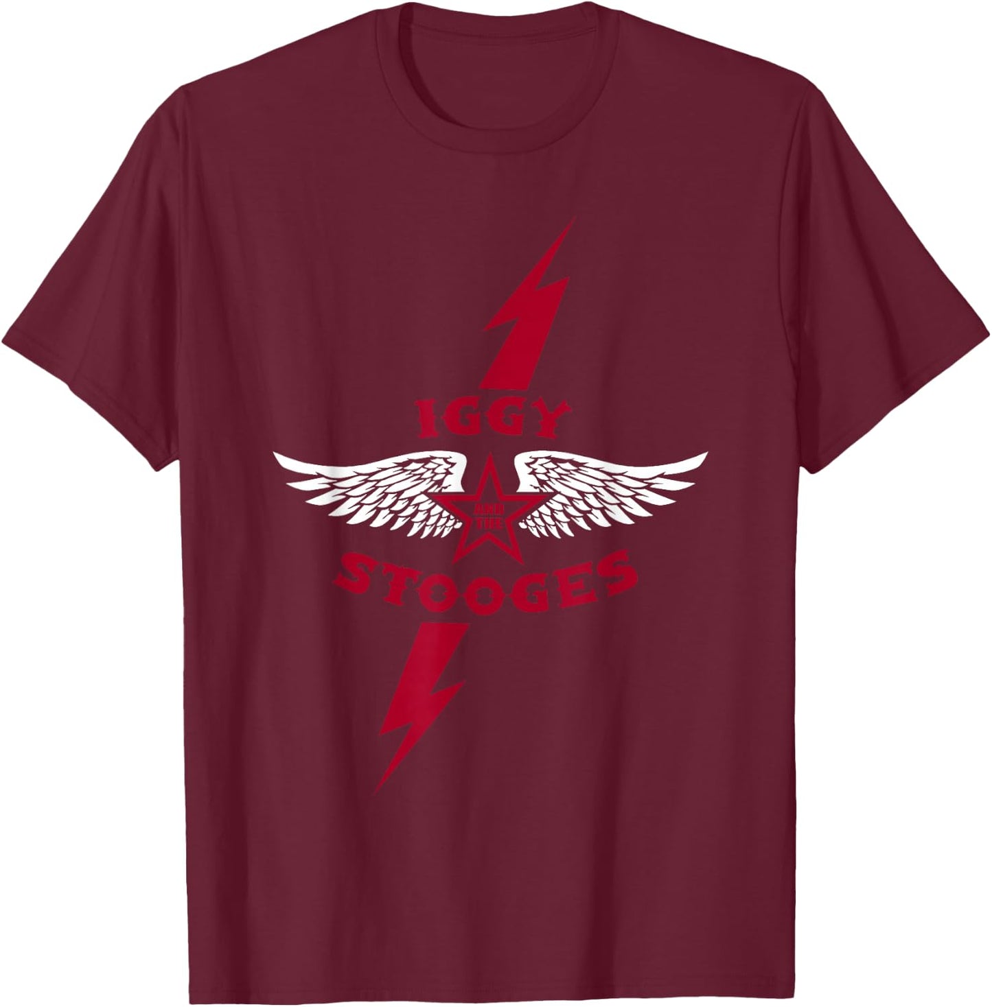 Iggy and The Stooges Lightning Bolt Officially Licensed T-Shirt - T-Shirt | Maroon