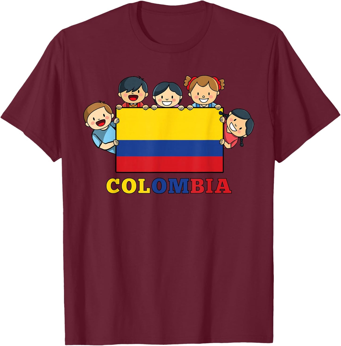 Kids Colombia Flag Hispanic Heritage Month Colombian T-Shirt - T-Shirt | Maroon