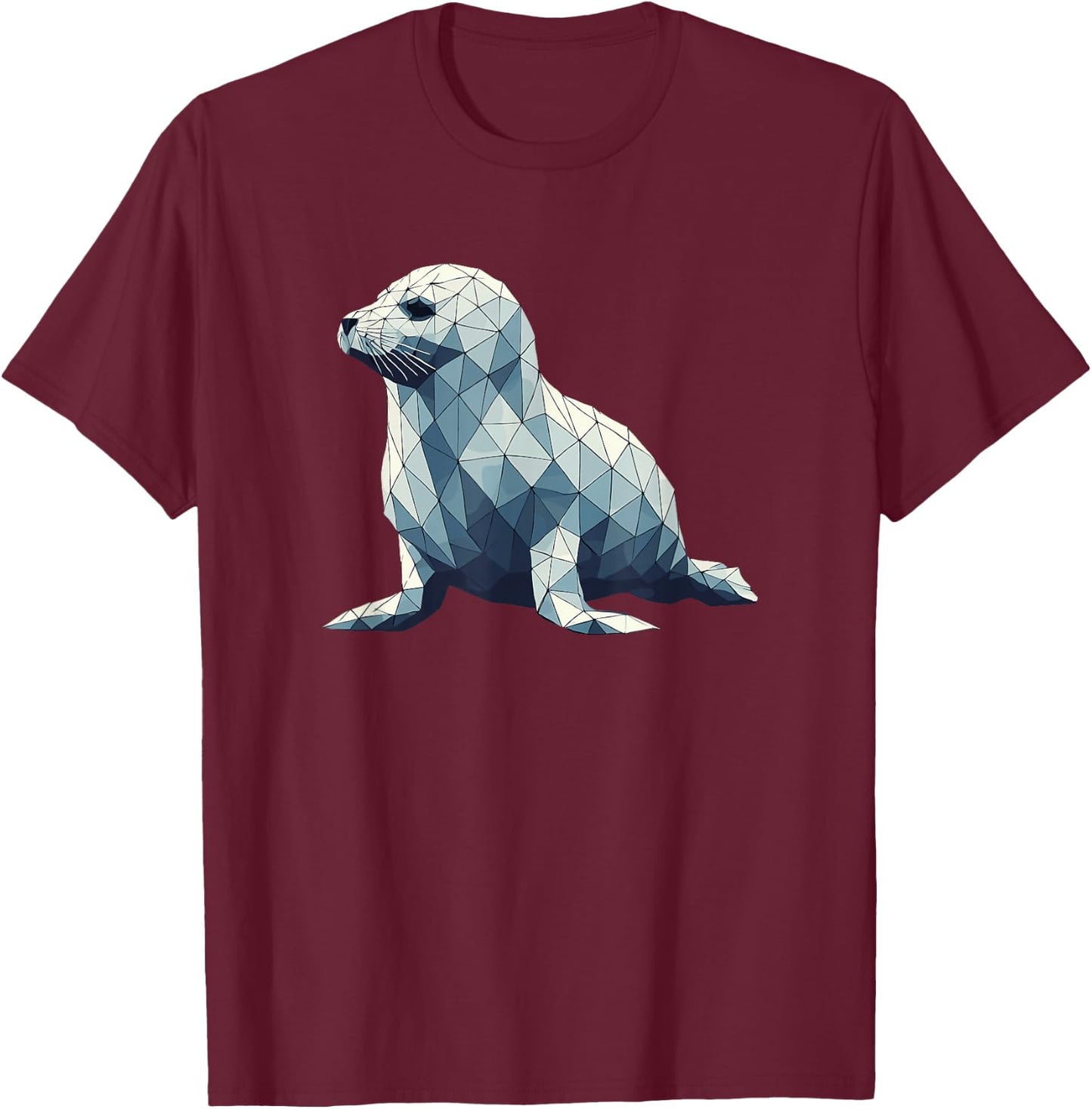 Geometric Art Baby Seal Seals T-Shirt - T-Shirt | Maroon