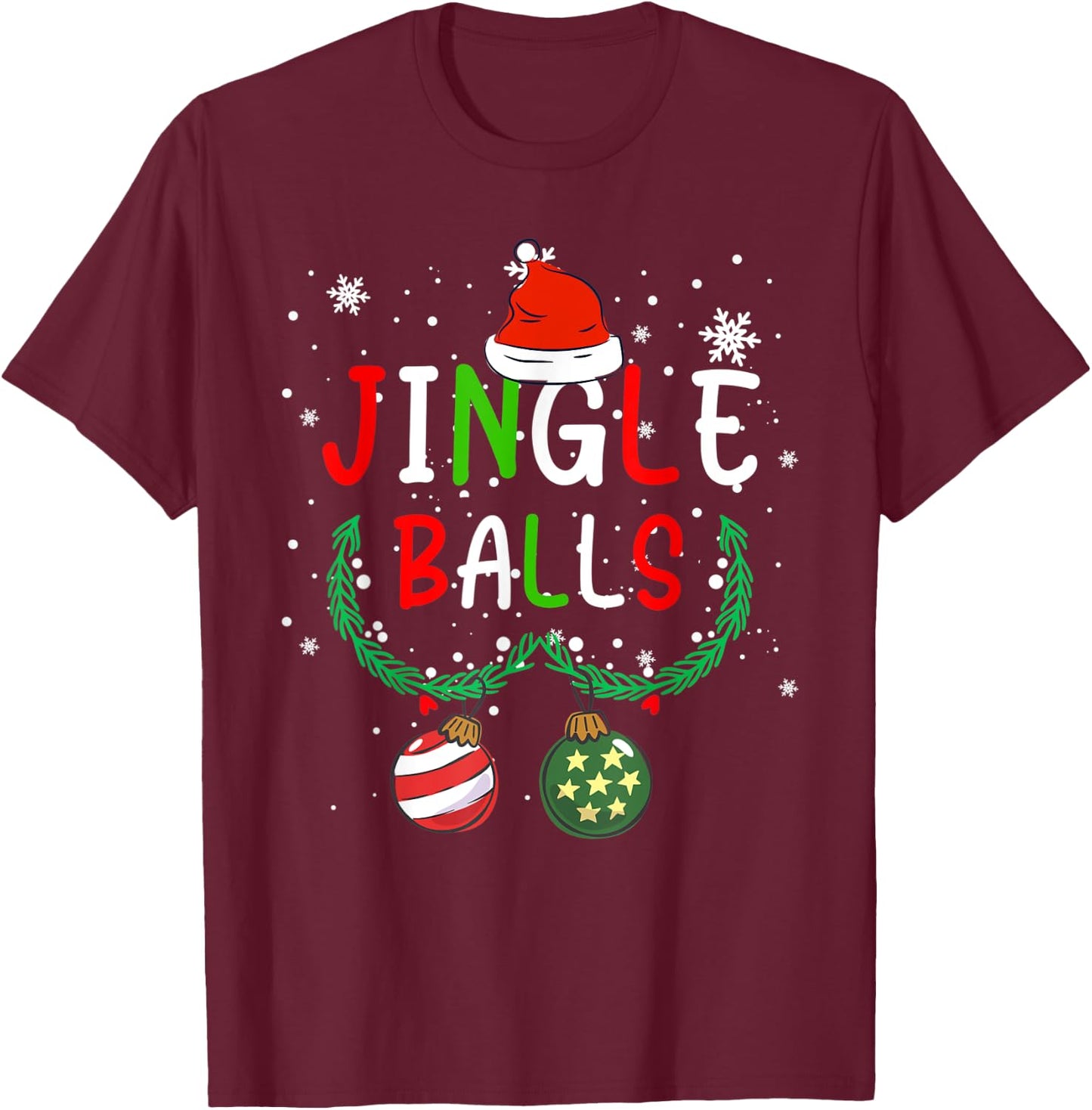 Jingle Balls Tinsel Tits Couple Chestnuts Christmas Family T-Shirt - T-Shirt | Maroon
