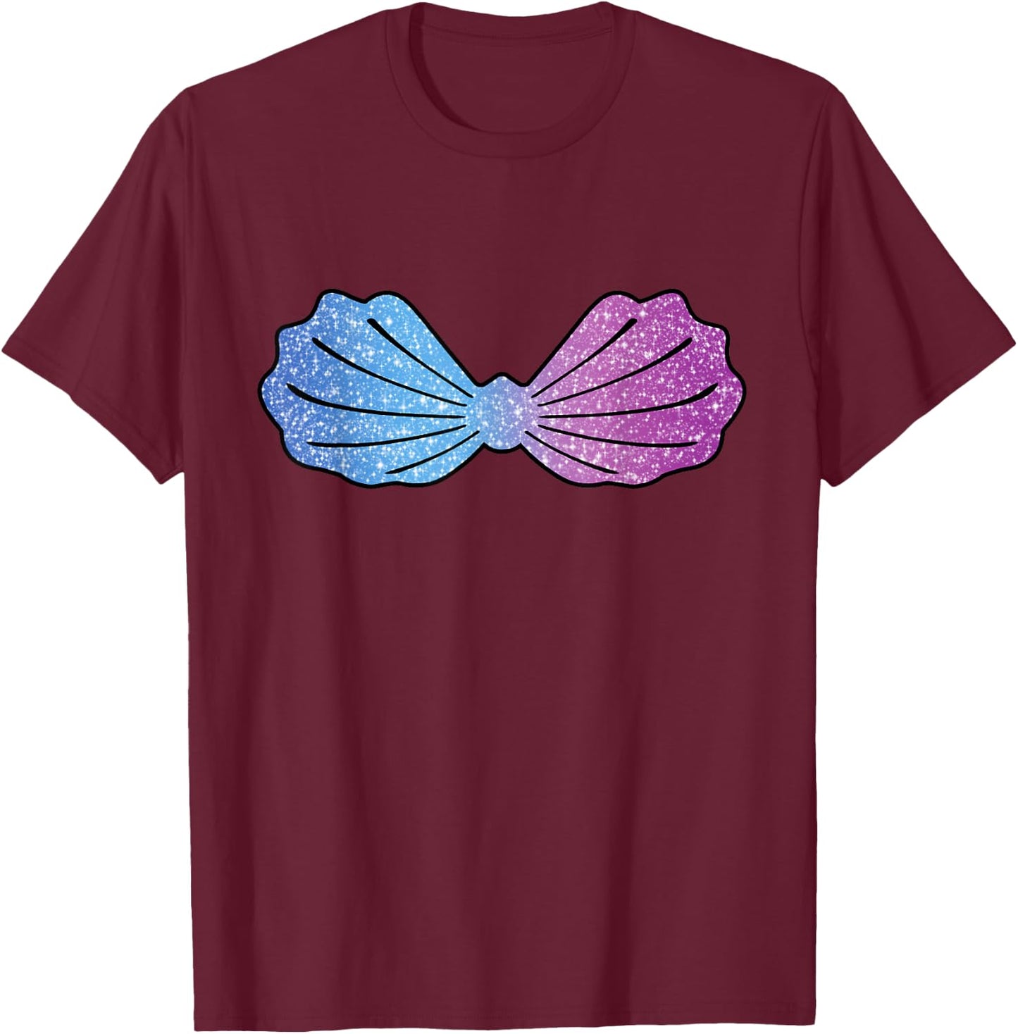 Mermaid Blue teal Ambre Sea shell Bra Costume Halloween T-Shirt - T-Shirt | Maroon