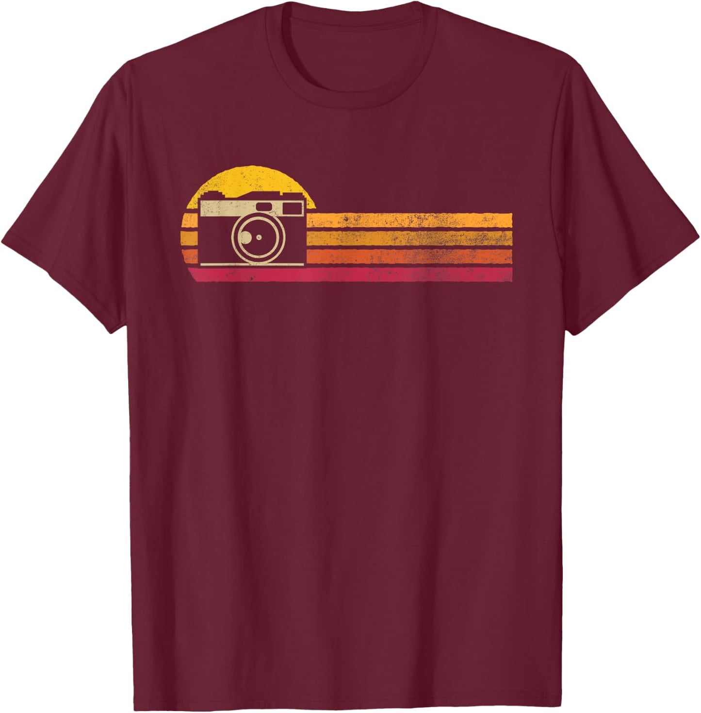 Vintage Style Camera Silhouette Retro Photographer Gift T-Shirt - T-Shirt | Maroon