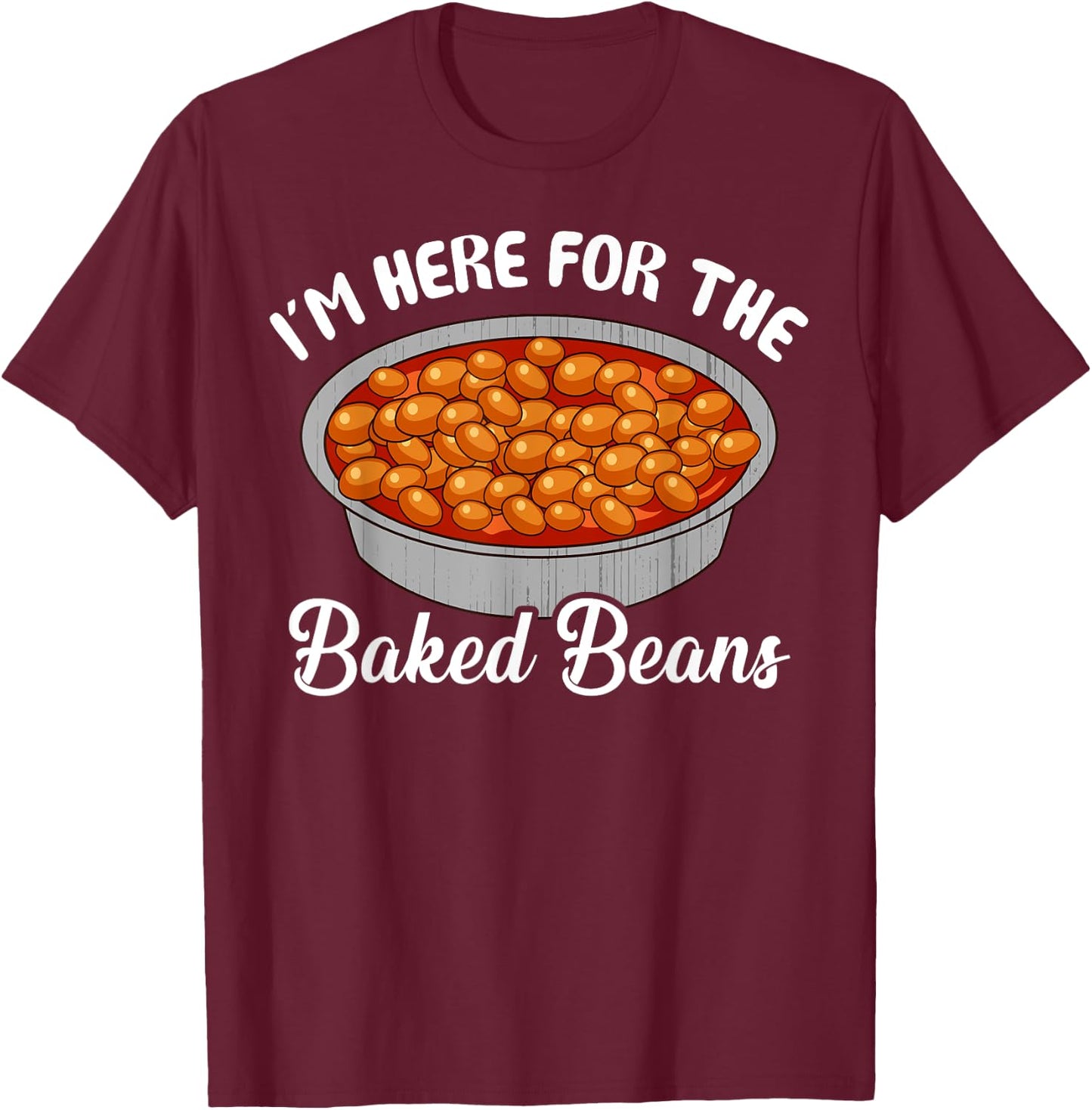 Bonafide Foodies Baked Beans Fourth of July -Adults Black Cotton Polyester Small T-Shirt - T-Shirt | Maroon