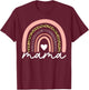 Boho Rainbow Mama Leopard Mother's Day Cute Mom Heart Mommy T-Shirt - T-Shirt | Maroon