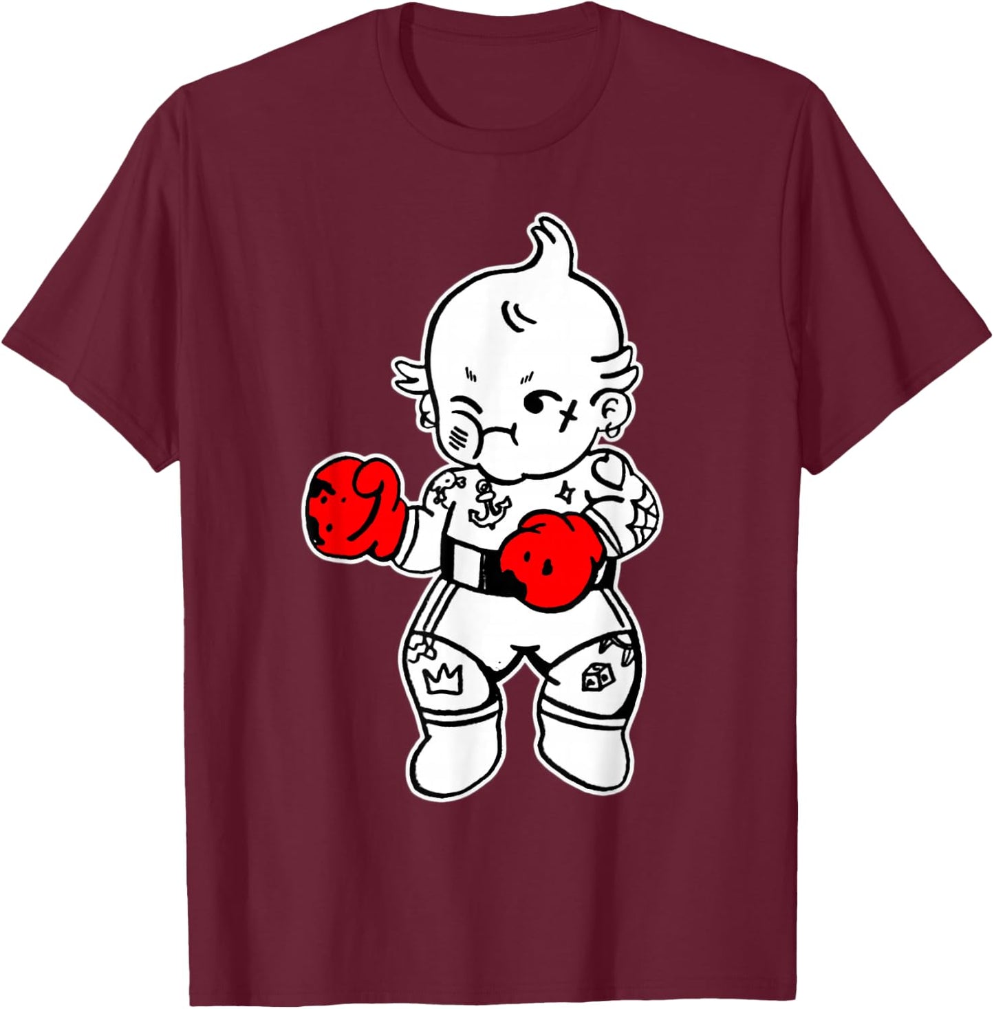 Urban Empyre Kewpie Baby Boxer , Small, Black T-Shirt - T-Shirt | Maroon