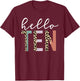 Hello Ten 10-Year-Old 10th Birthday Girl Leopard Print T-Shirt - T-Shirt | Maroon