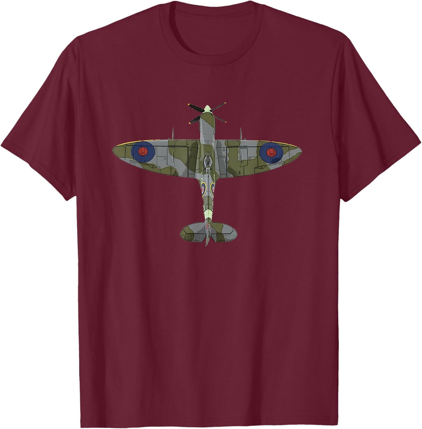 Cool - Spitfire Iconic British Airplane T-Shirt - T-Shirt | Maroon