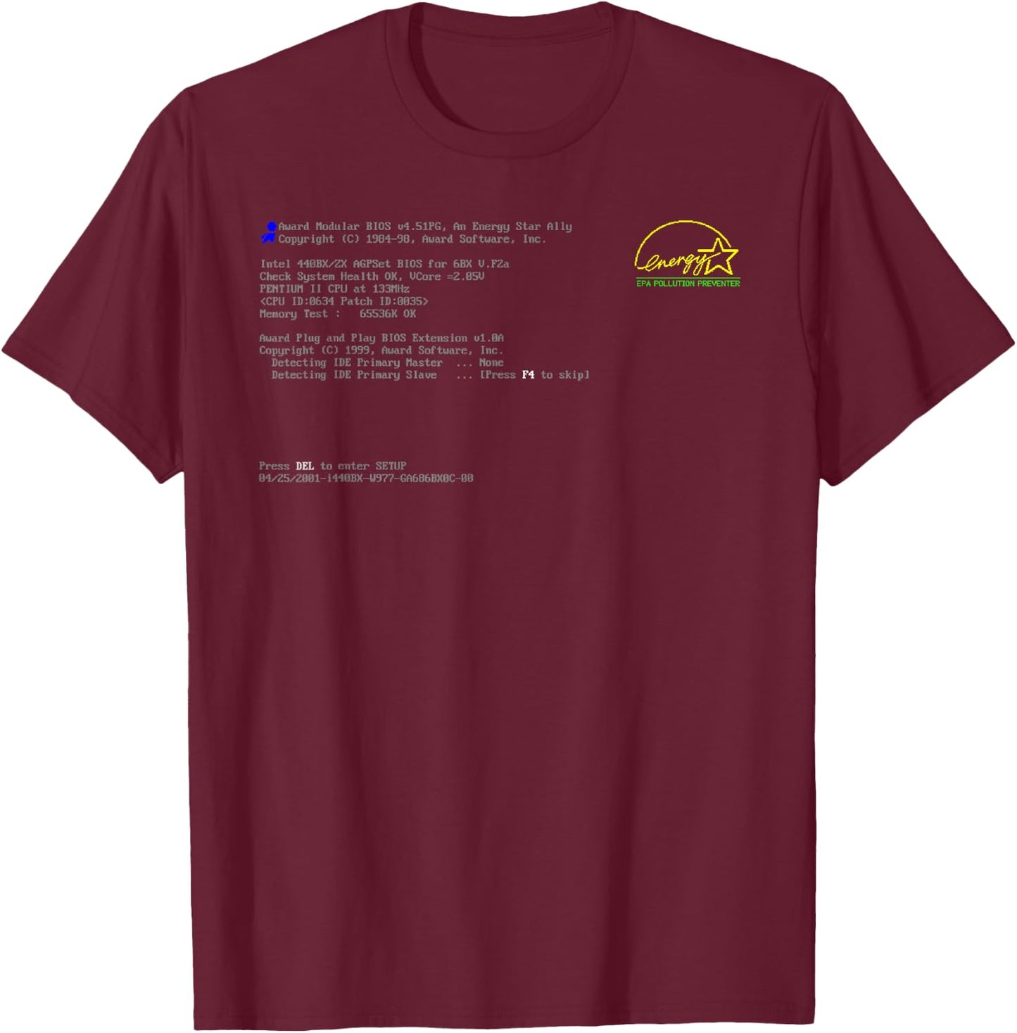 bios screen computer boot pc for it programmer , Black, S T-Shirt - T-Shirt | Maroon