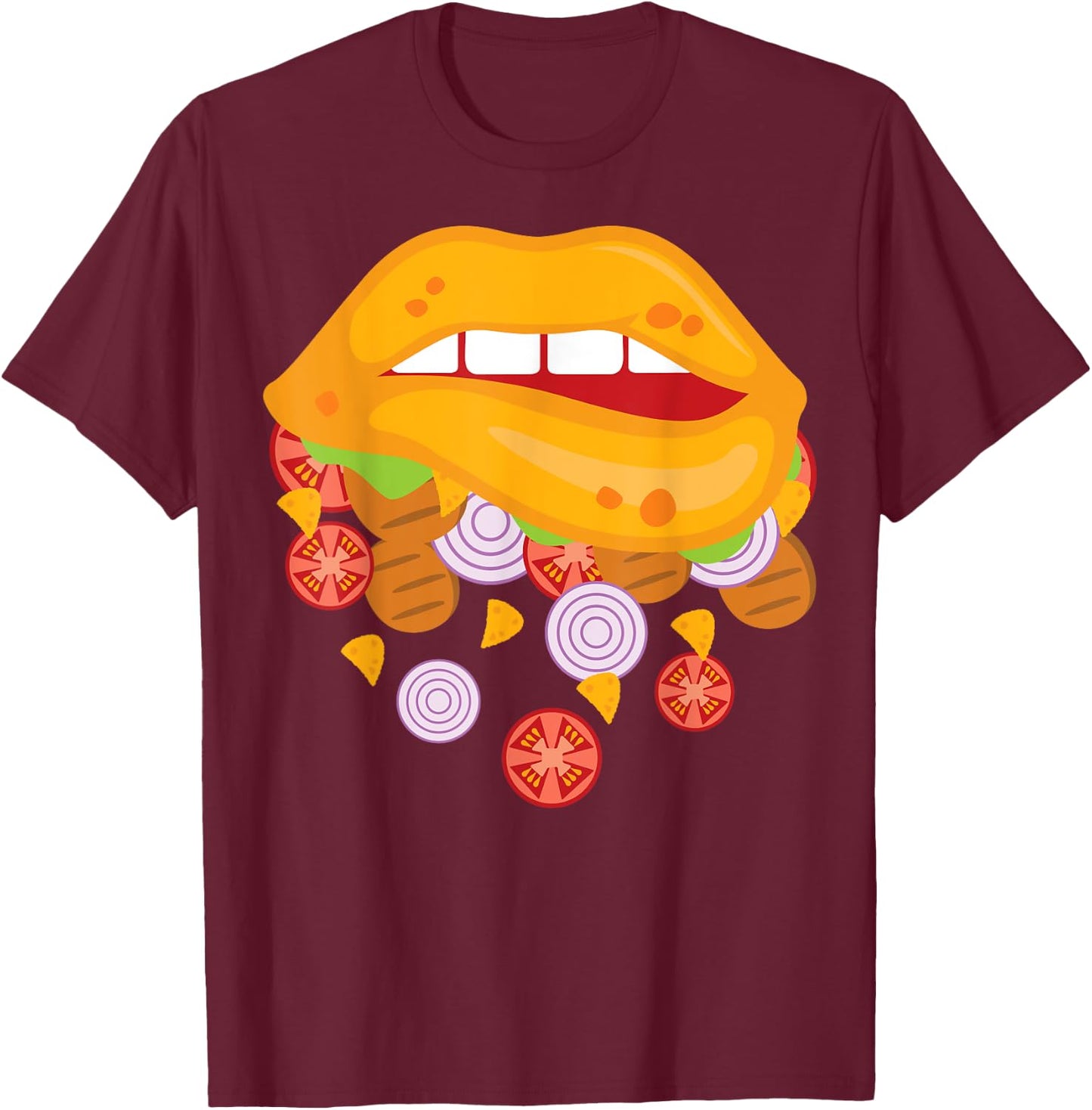 Sexy Taco Lips Funny Taco Cinco De Mayo Taco Lover T-Shirt - T-Shirt | Maroon
