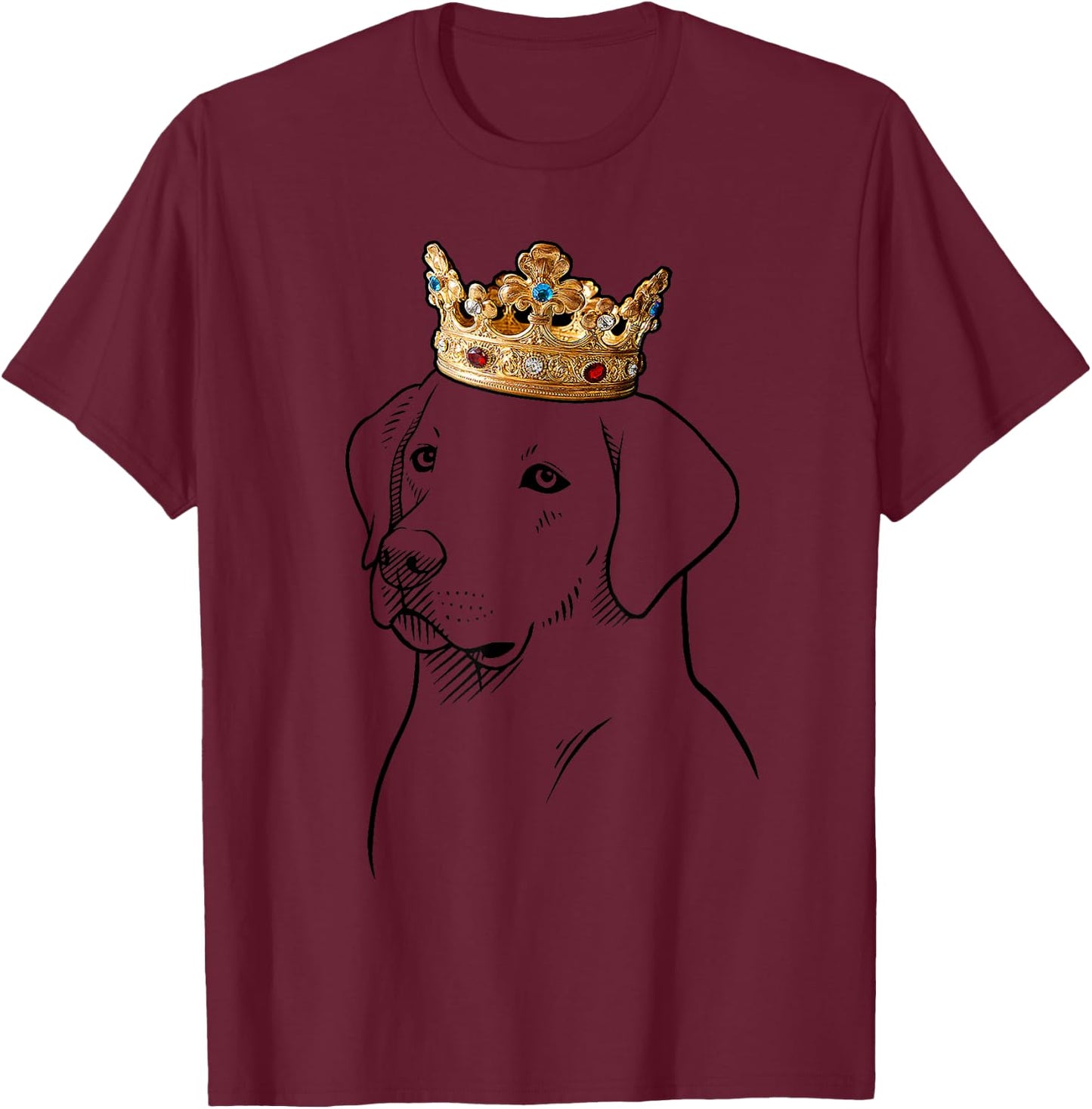 Labrador Retriever Dog Wearing Crown Women Kids T-Shirt - T-Shirt | Maroon