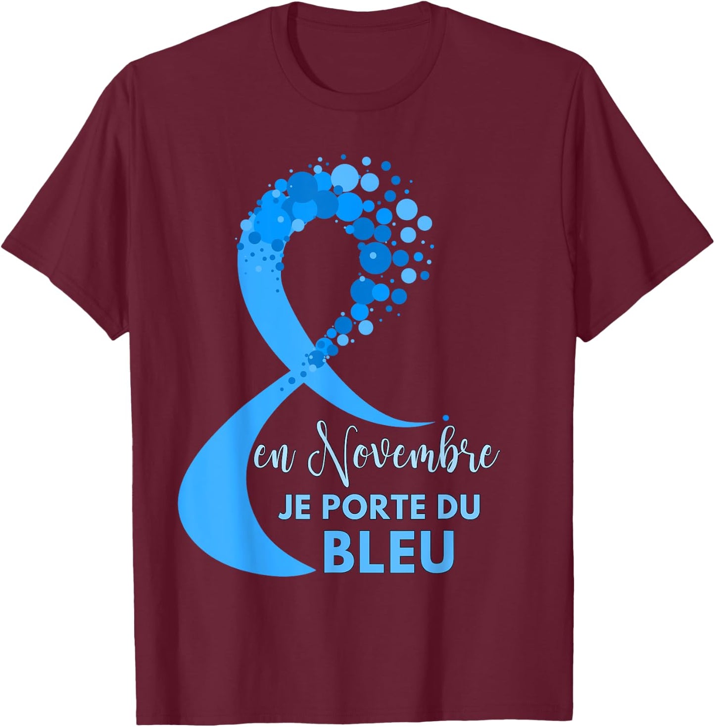 Blue Ribbon Prostate Cancer November Awareness T-Shirt - T-Shirt | Maroon